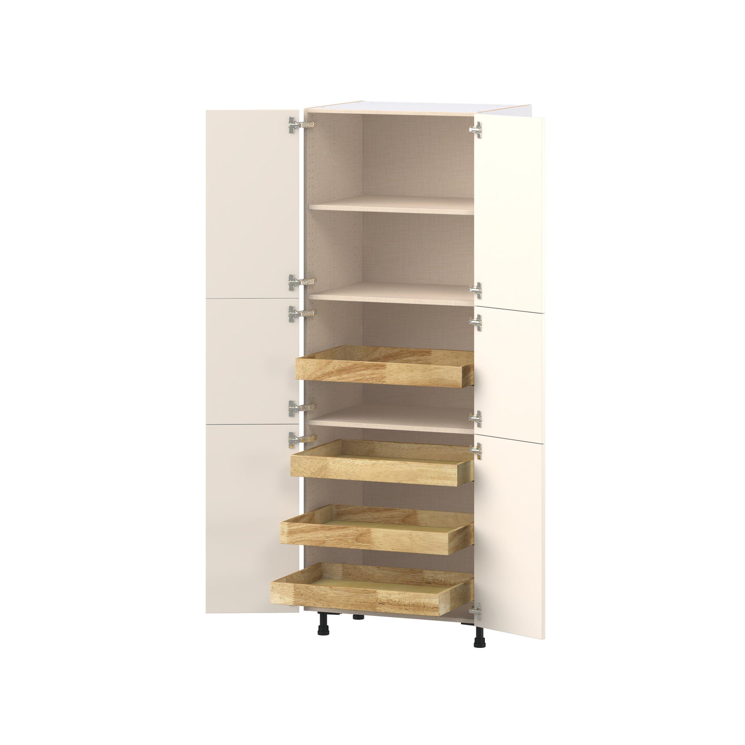 Linden 30 in. Painted Washed Linen Pantry Cabinet with Inner Pull-Out Drawer