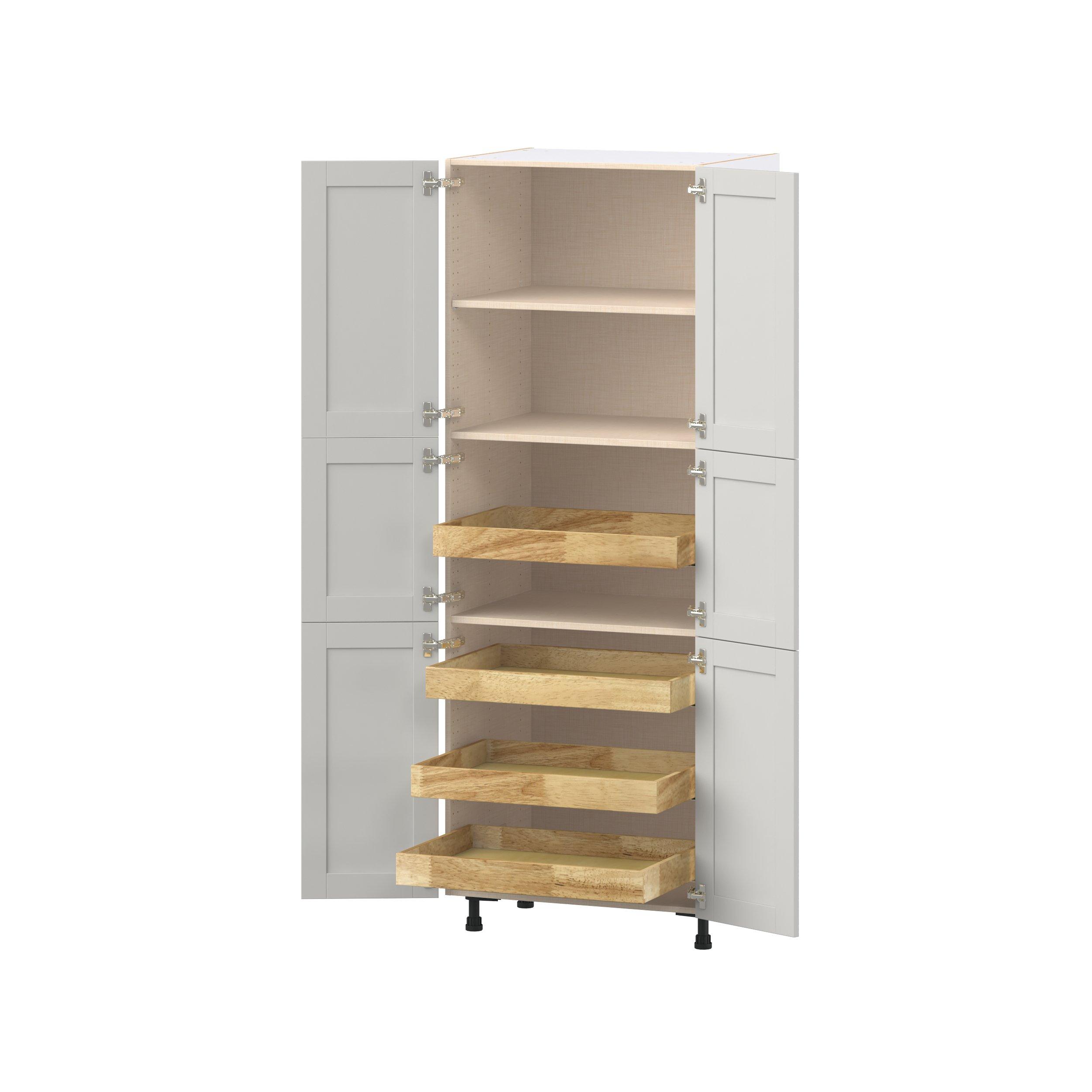Summerhill 30 in. Light Gray Pantry Cabinet with Inner Pull-Out Drawer
