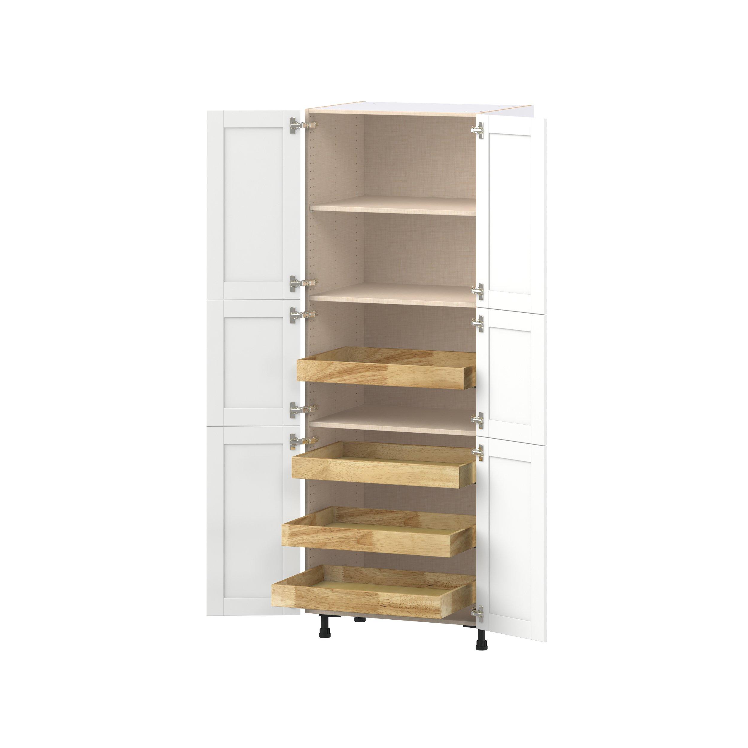Summerhill 30 in. Bright White Pantry Cabinet with Inner Pull-Out Drawer