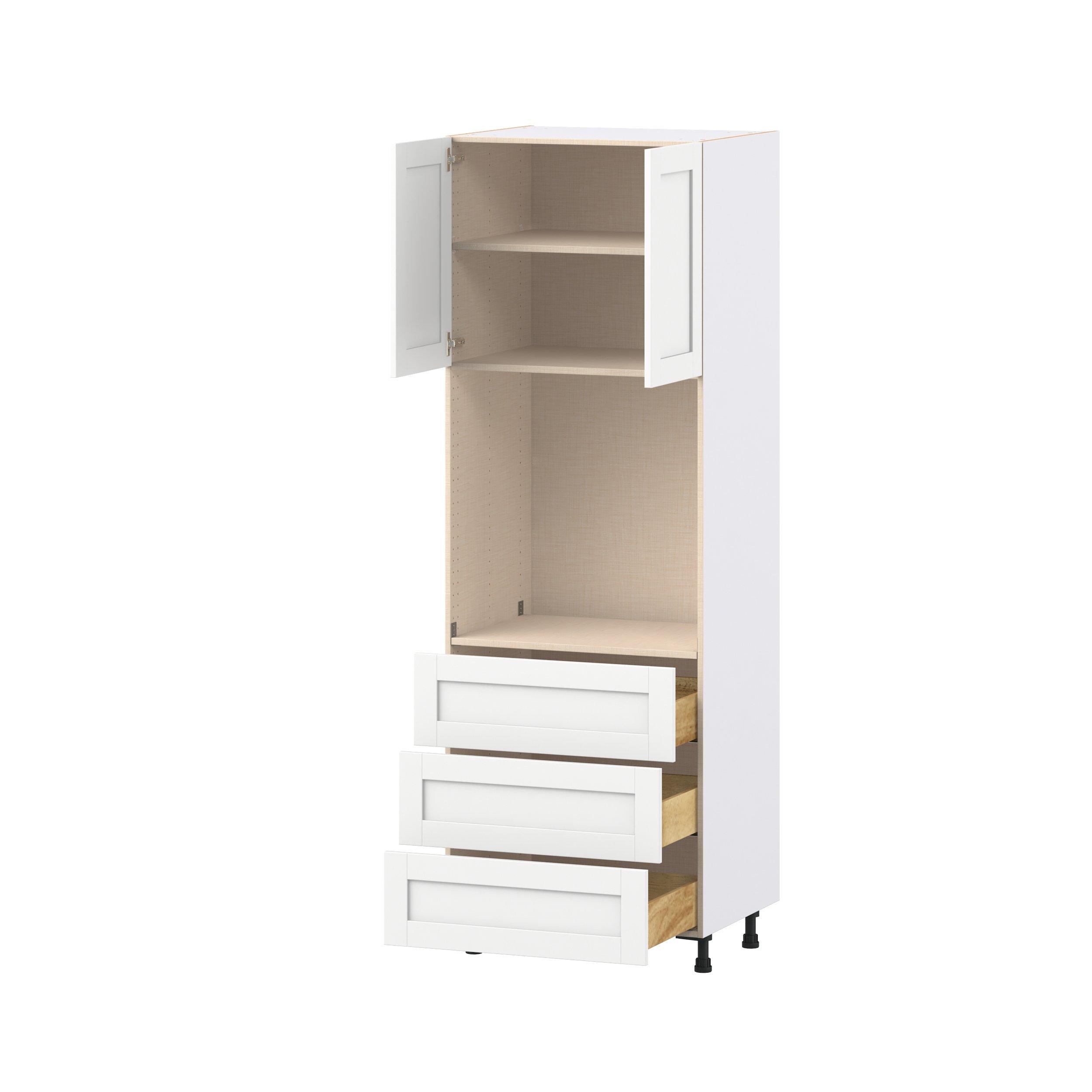 Summerhill 30 in. Bright White Door and Drawer Single Oven Pantry Cabinet