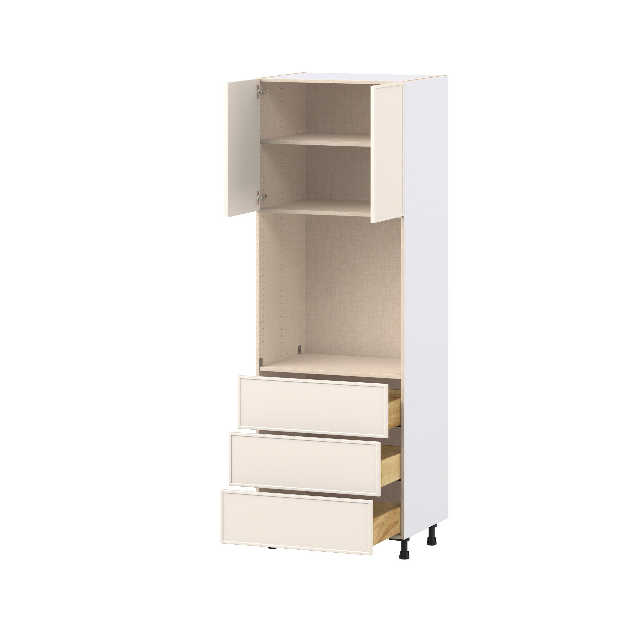 Linden 30 in. Painted Washed Linen Door and Drawer Single Oven Pantry Cabinet