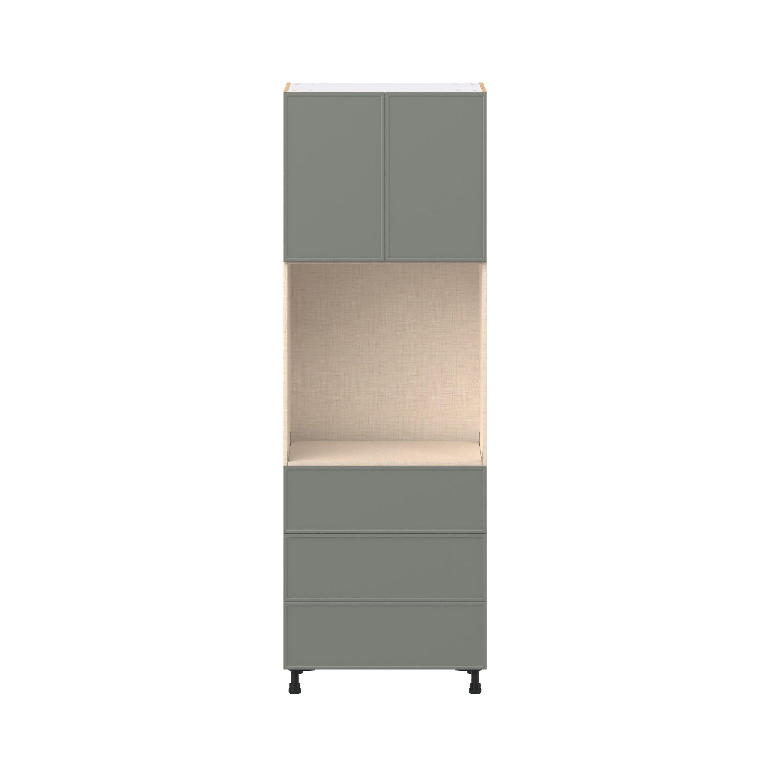 Linden 30 in. Painted Moss Green Door and Drawer Single Oven Pantry Cabinet