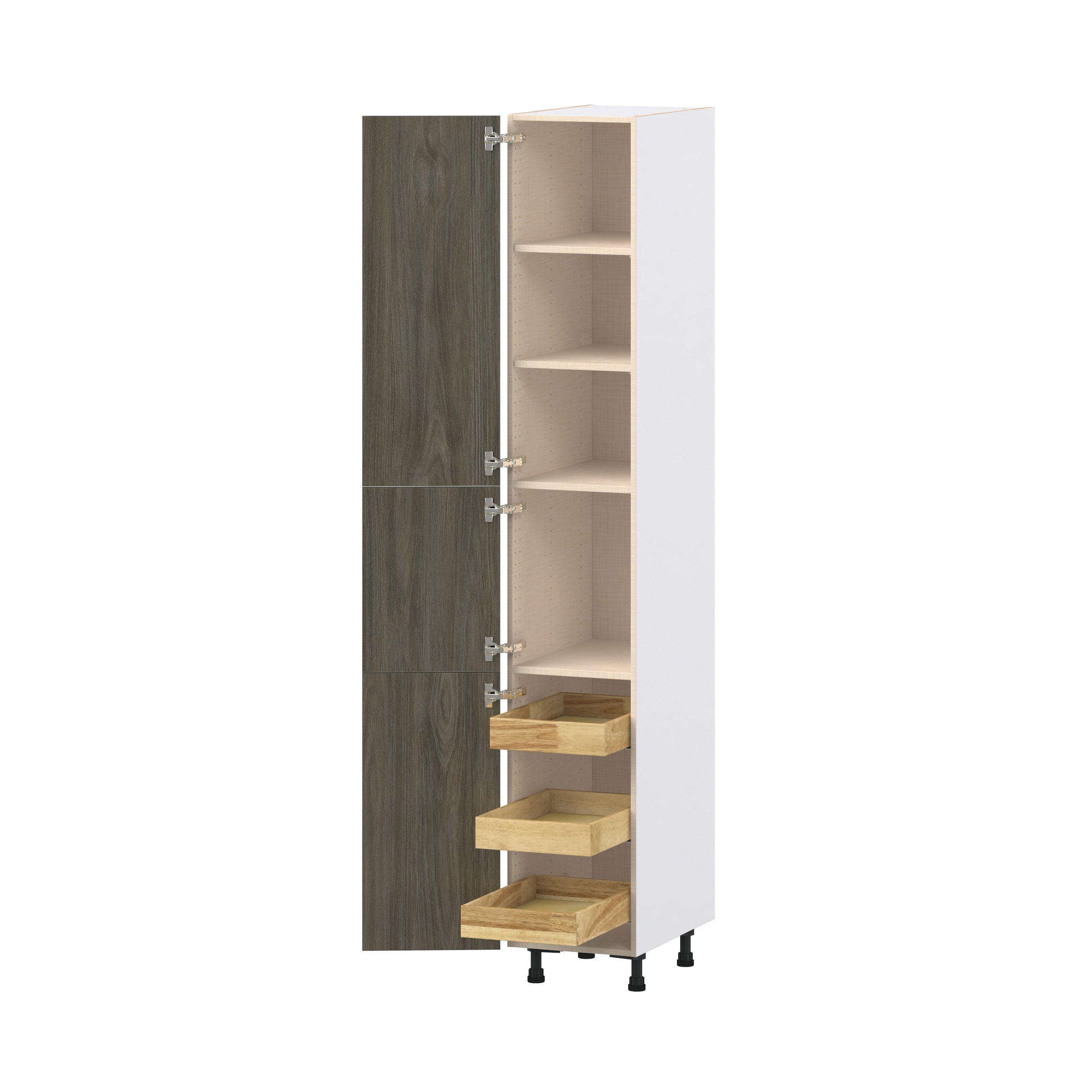 Glenwood 15 in. Burnt Walnut Pantry Cabinet with Inner Pull-Out Drawer
