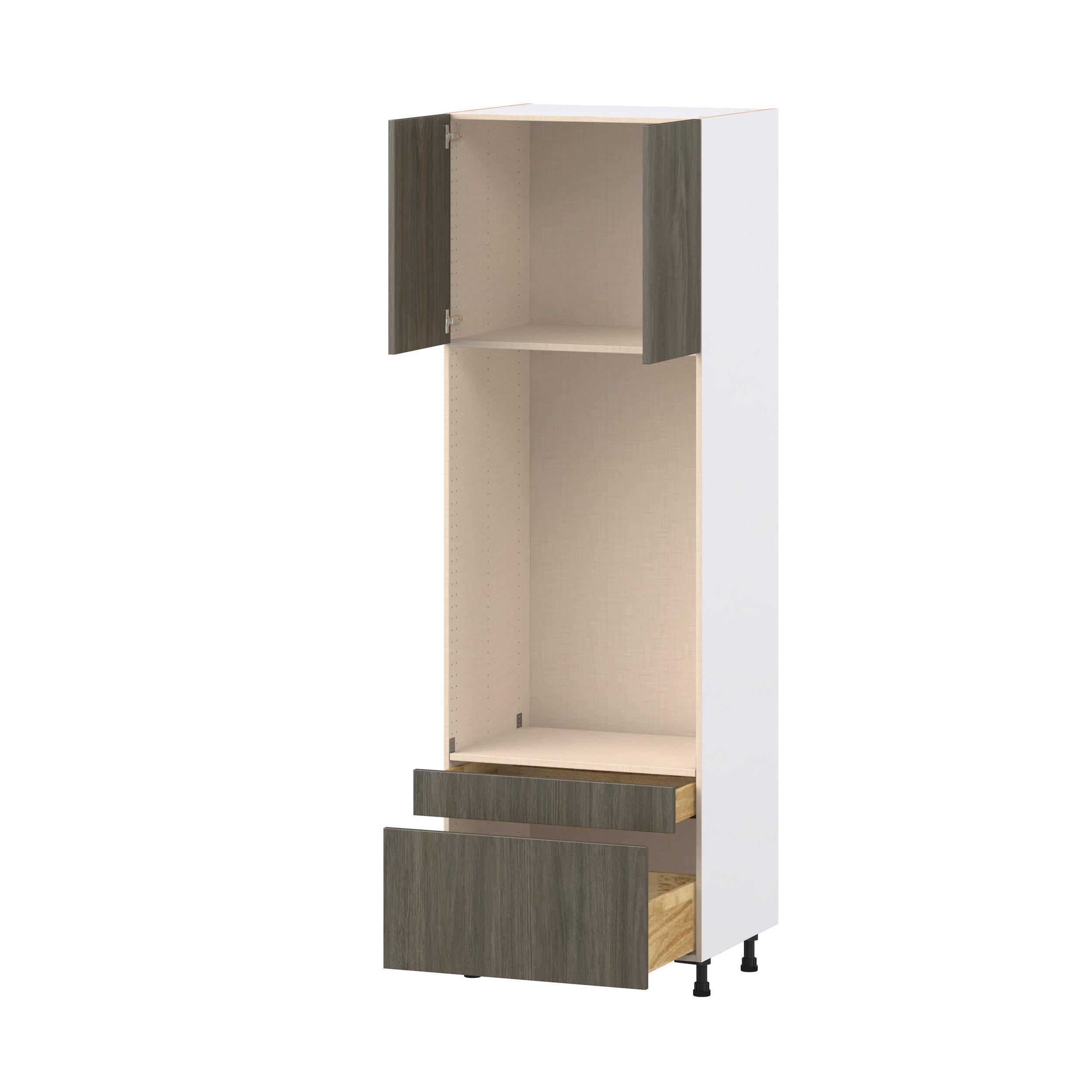 Glenwood 30 in. Burnt Walnut Door and Drawer Microwave/Oven Pantry Cabinet