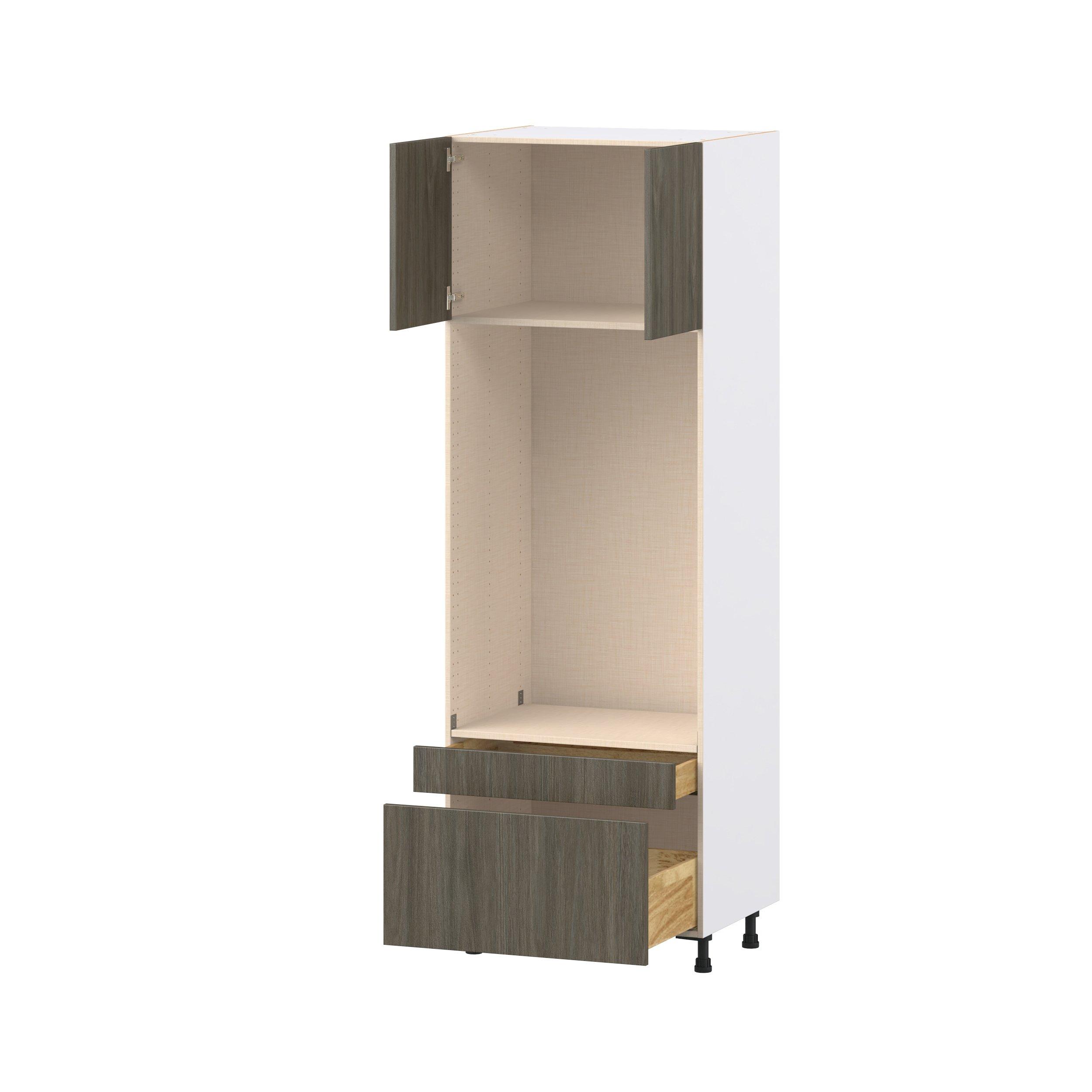 Glenwood 30 in. Burnt Walnut Door and Drawer Microwave/Oven Pantry Cabinet