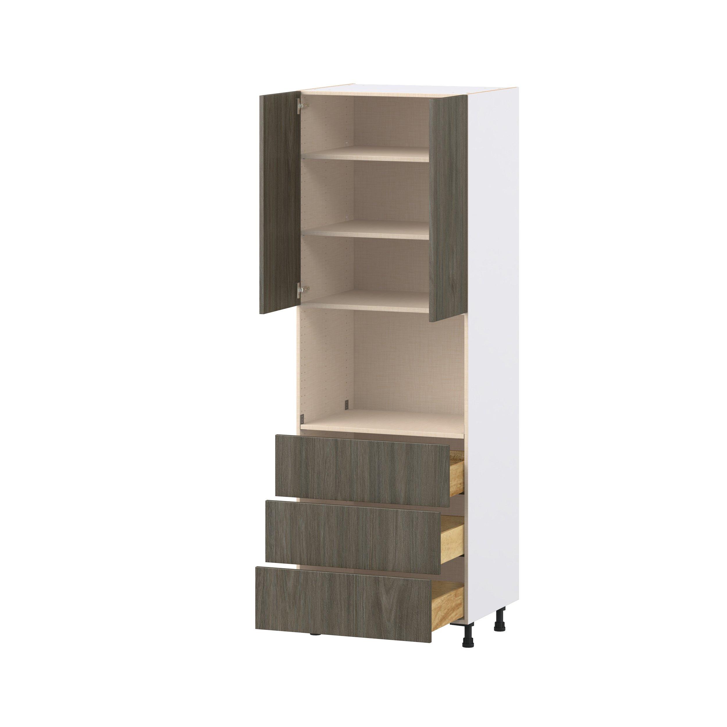 Glenwood 30 in. Burnt Walnut Door and Drawer Microwave Pantry Cabinet