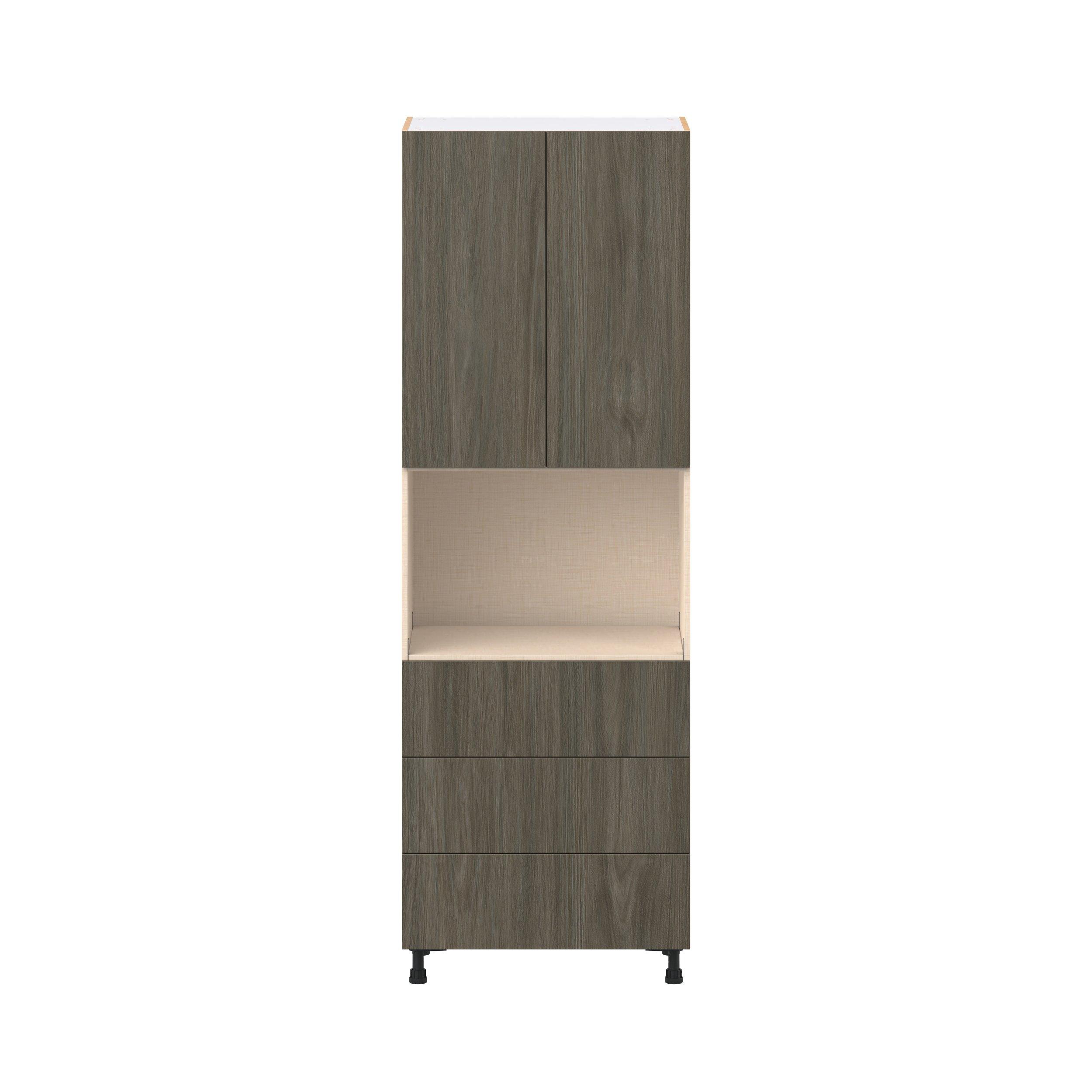 Glenwood 30 in. Burnt Walnut Door and Drawer Microwave Pantry Cabinet