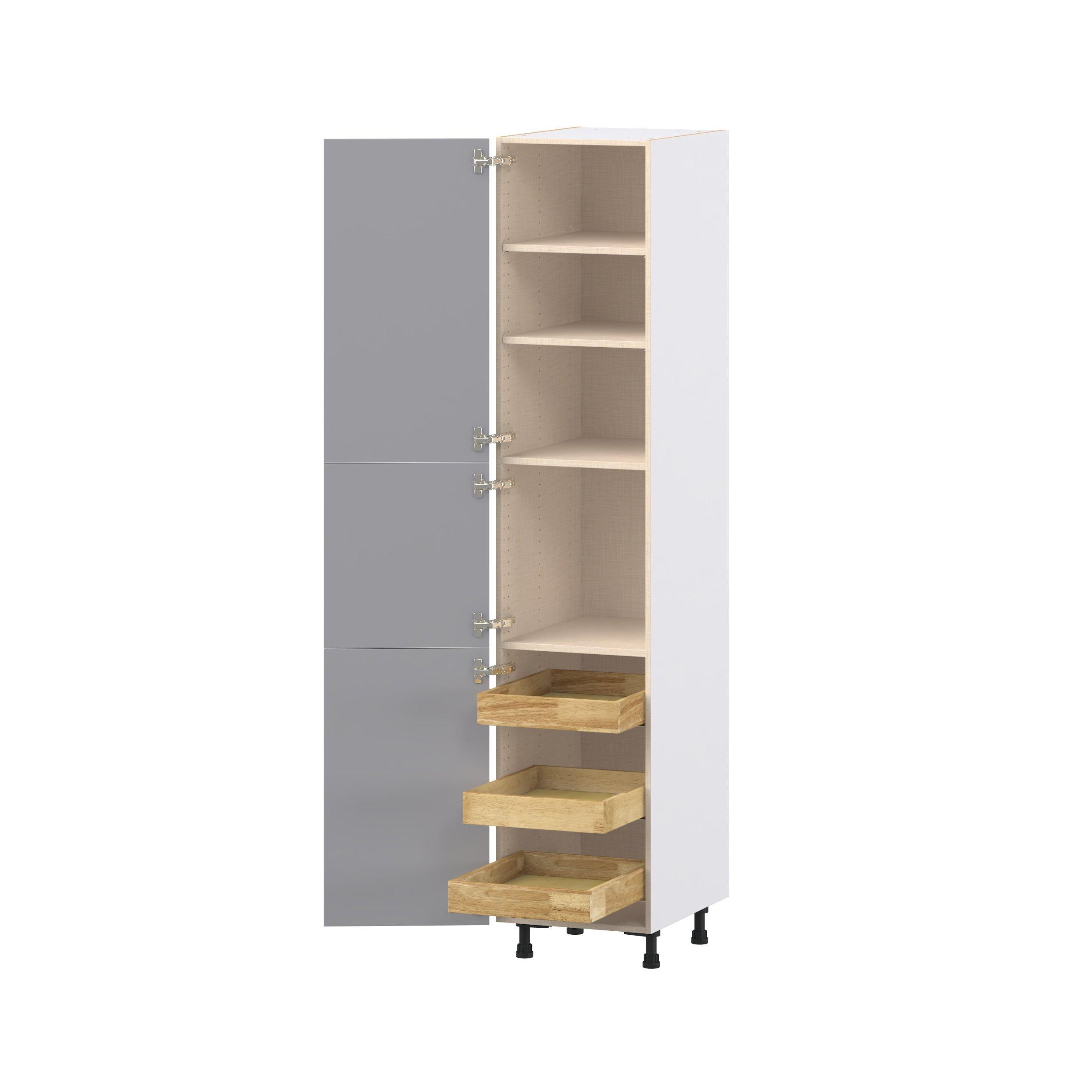 Candler 18 in. Painted Slate Gray Pantry Cabinet with Inner Pull-Out Drawer