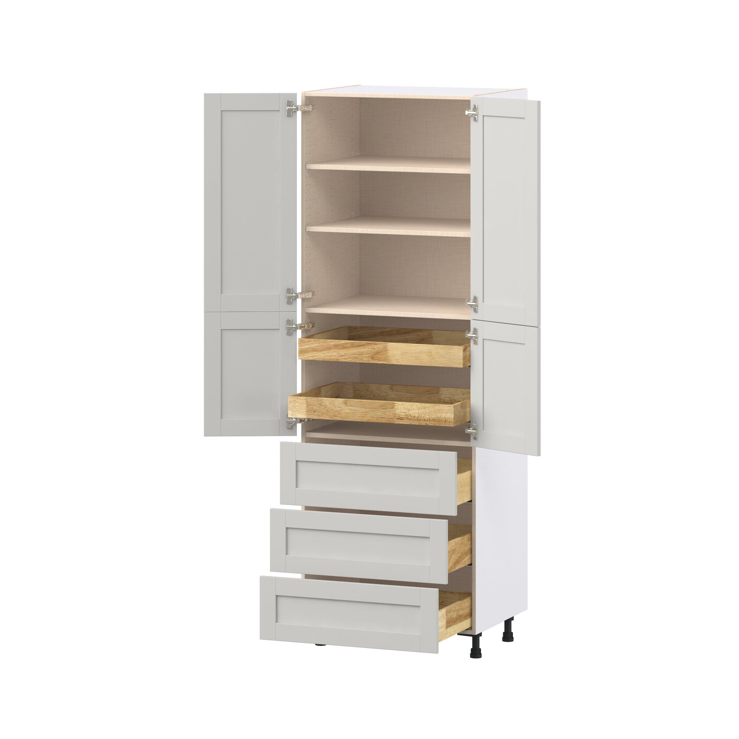 Summerhill 30 in. Light Gray Door and Drawer Pantry Cabinet with Inner Pull-Out