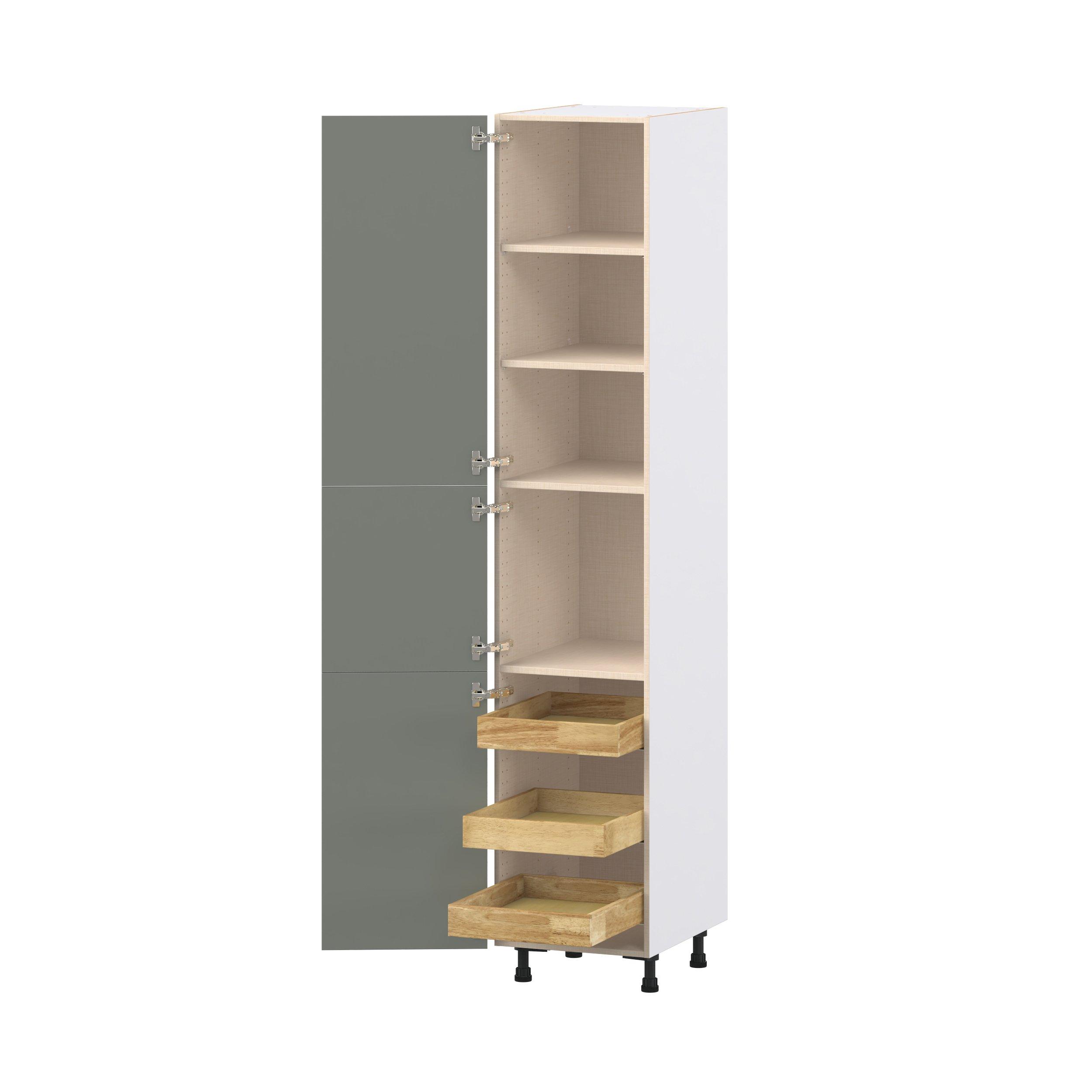 Linden 18 in. Painted Moss Green Pantry Cabinet with Inner Pull-Out Drawer