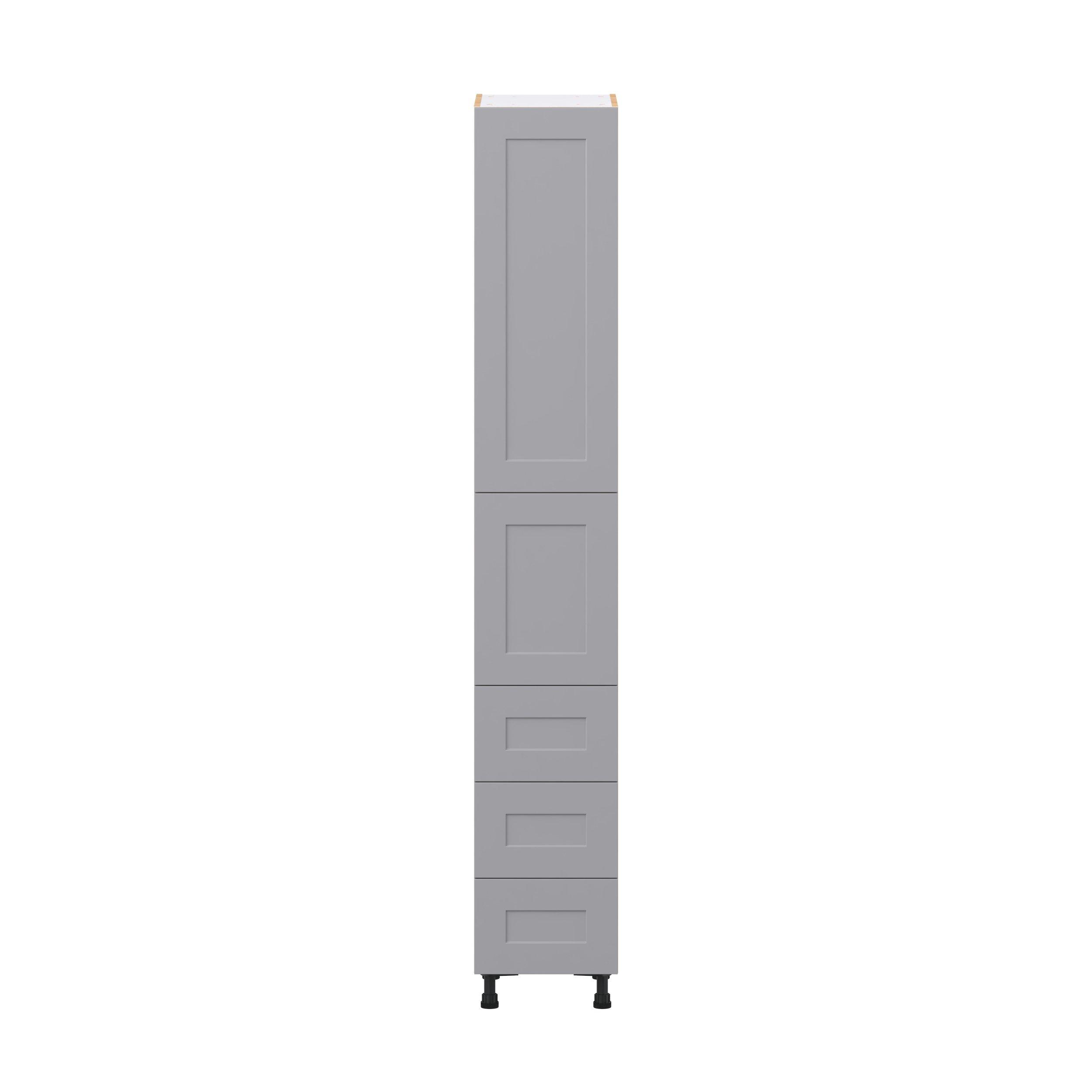 Candler 15 in. Painted Slate Gray Door and Drawer Pantry Cabinet with Inner Pull-Out