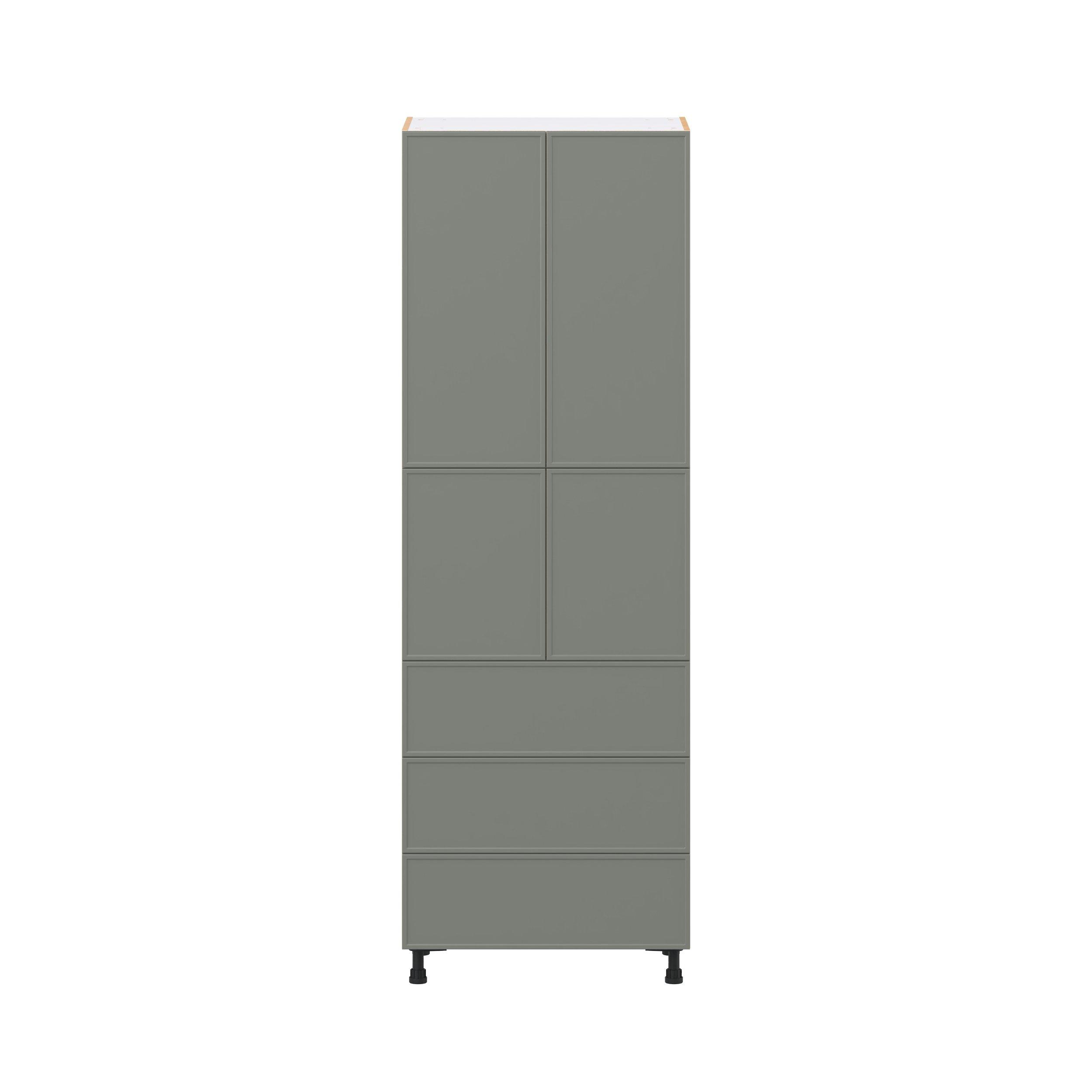 Linden 30 in. Painted Moss Green Door and Drawer Pantry Cabinet with Inner Pull-Out