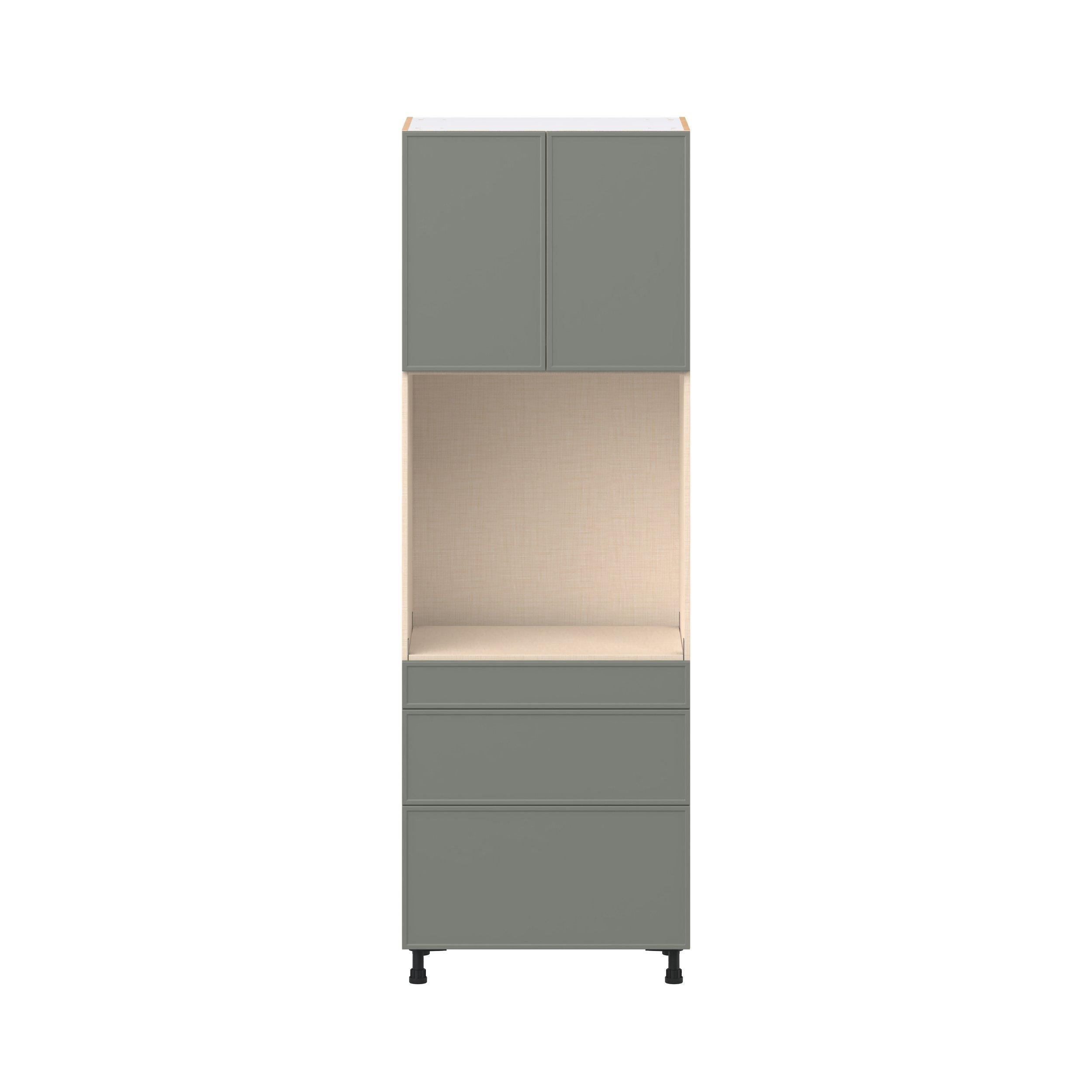 Linden 30 in. Painted Moss Green Door and Drawer Single Oven Pantry Cabinet