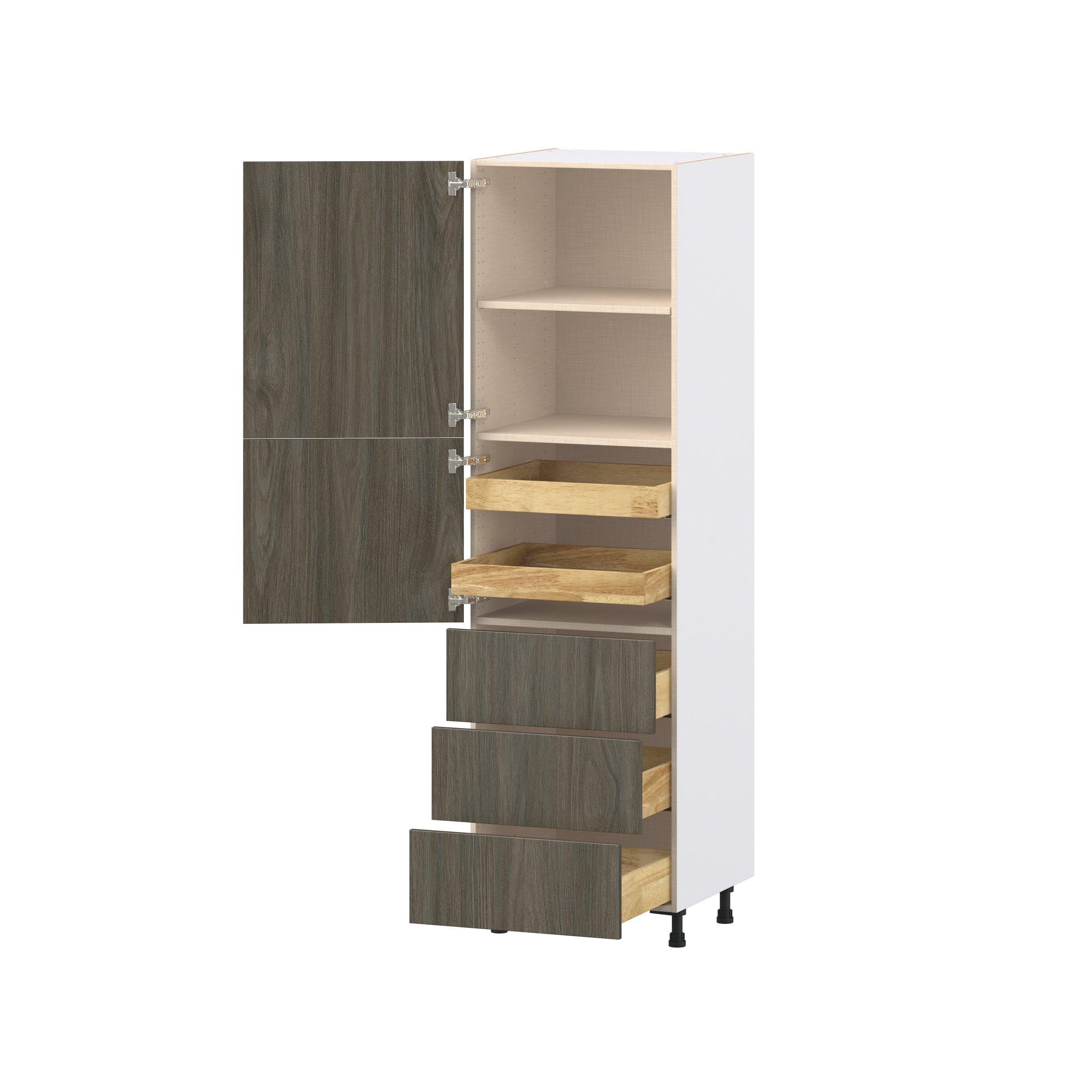 Glenwood 24 in. Burnt Walnut Door and Drawer Pantry Cabinet with Inner Pull-Out