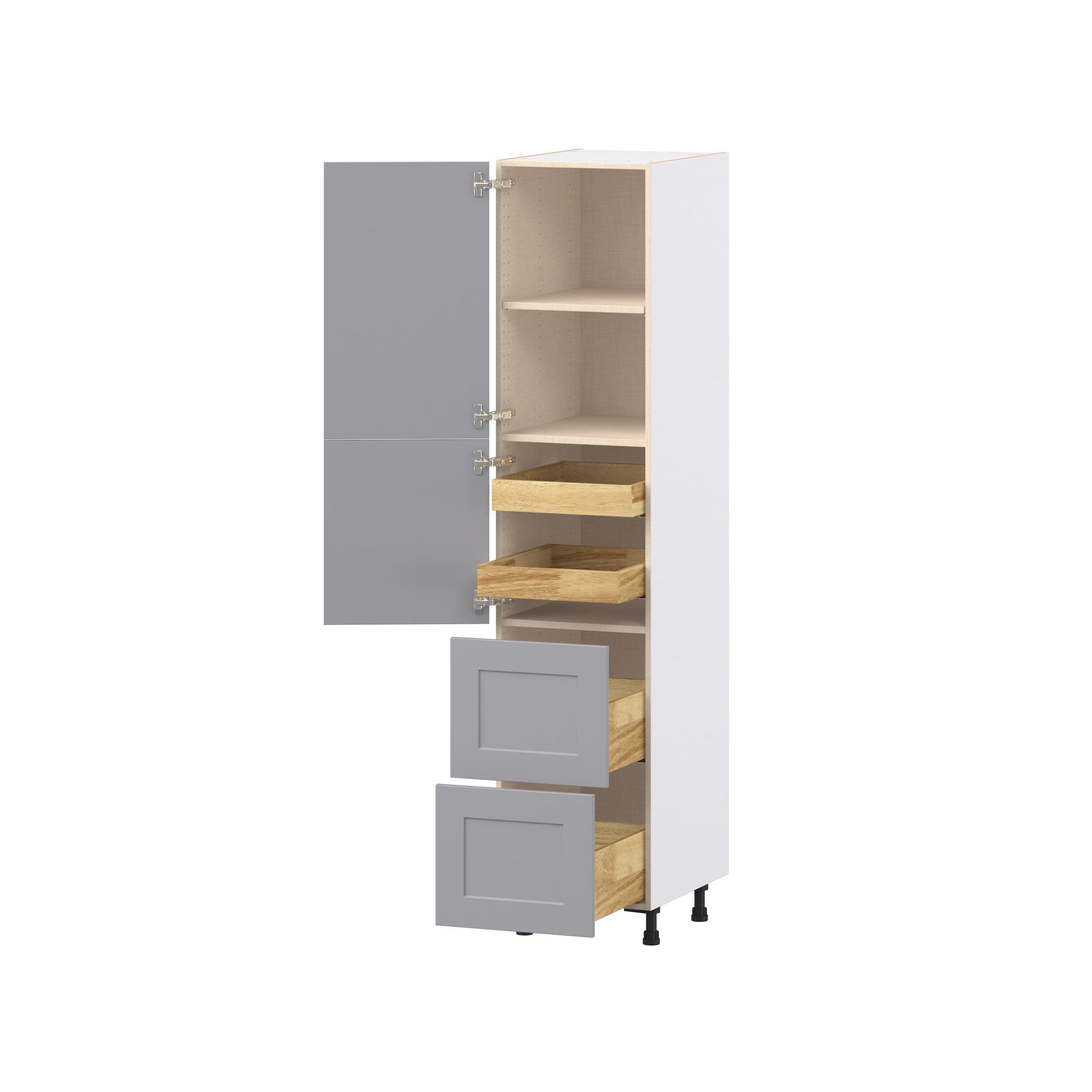 Candler 18 in. Painted Slate Gray Door and Drawer Pantry Cabinet with Inner Pull-Out