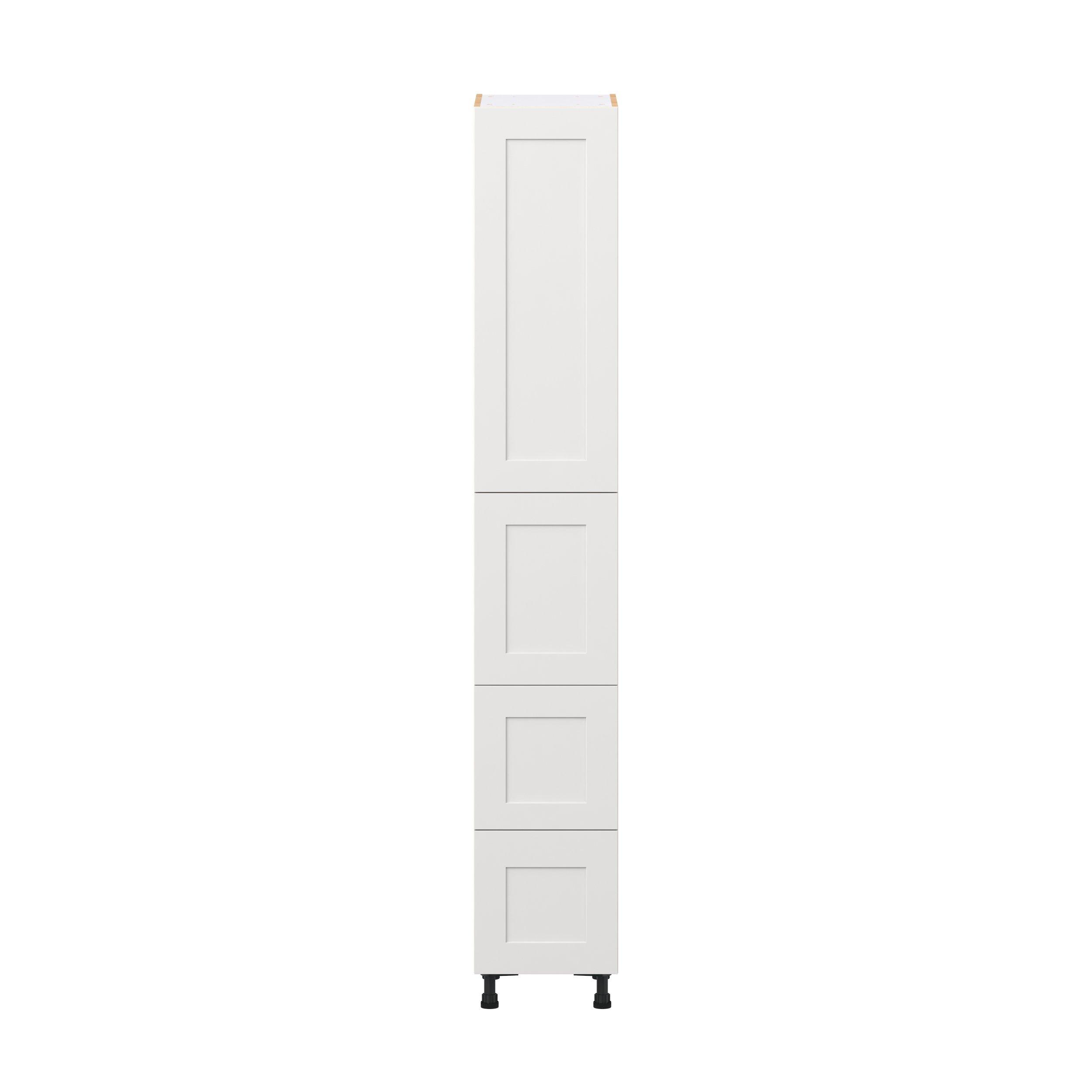 Candler 15 in. Painted Warm White Door and Drawer Pantry Cabinet with Inner Pull-Out
