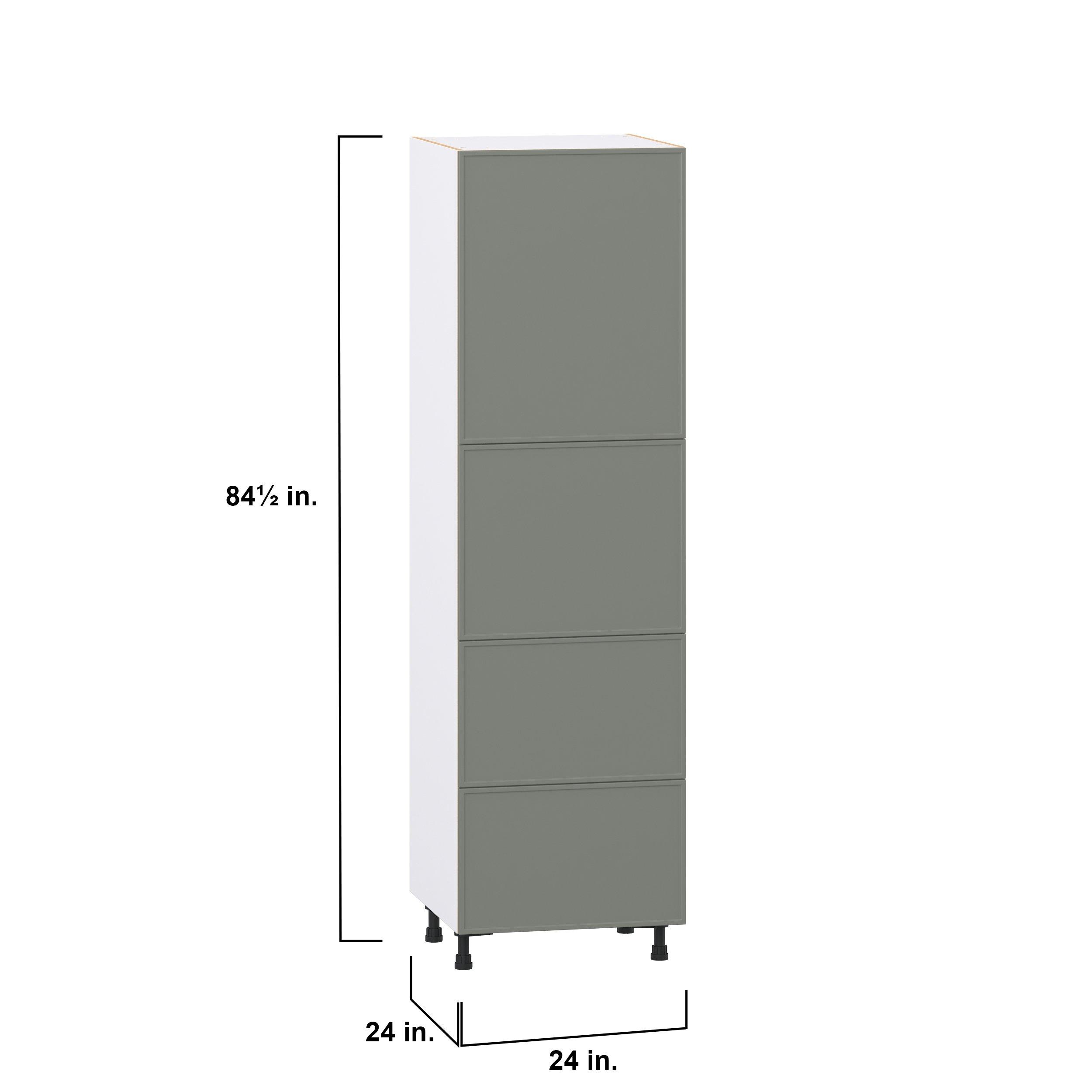Linden 24 in. Painted Moss Green Door and Drawer Pantry Cabinet with Inner Pull-Out