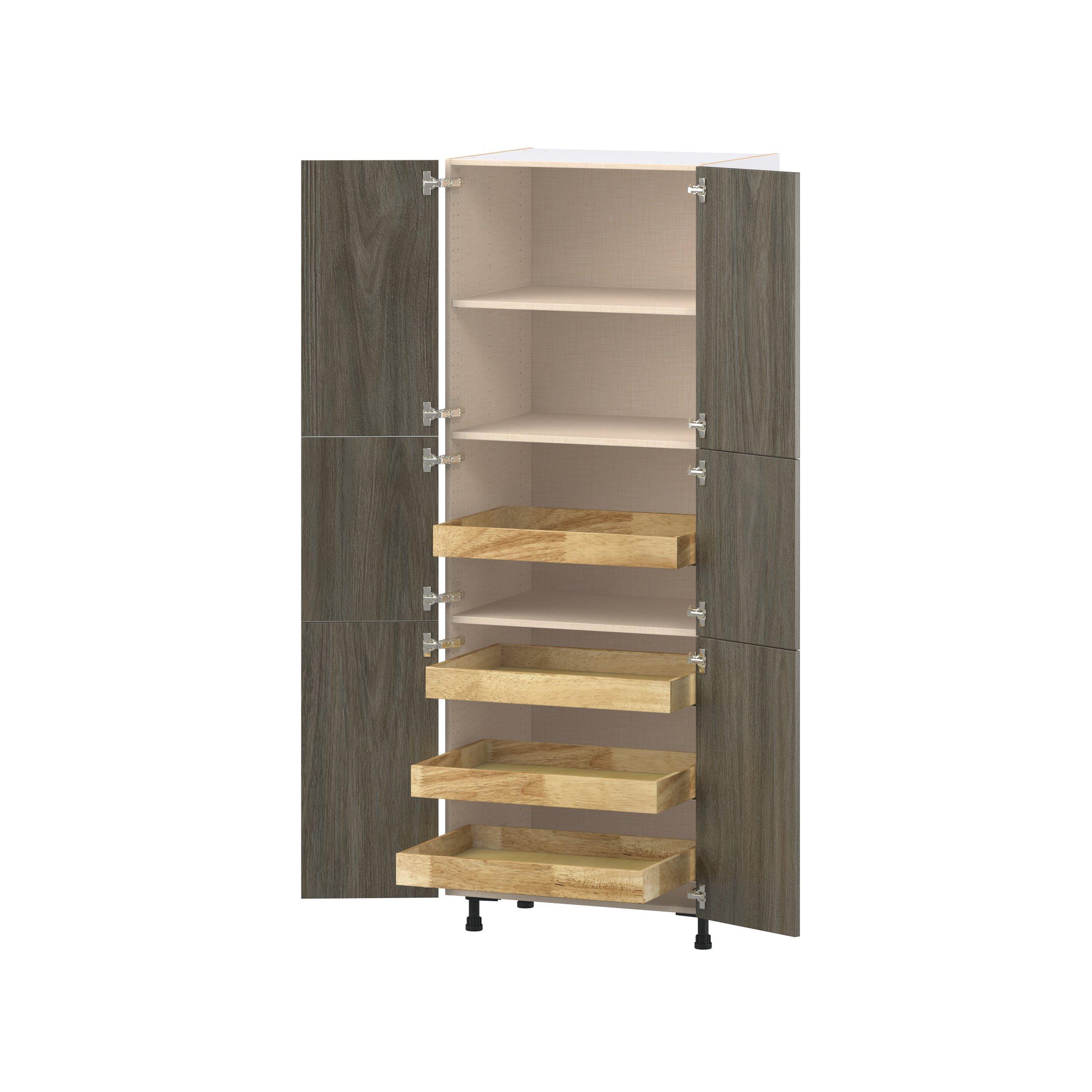 Glenwood 30 in. Burnt Walnut Pantry Cabinet with Inner Pull-Out Drawer