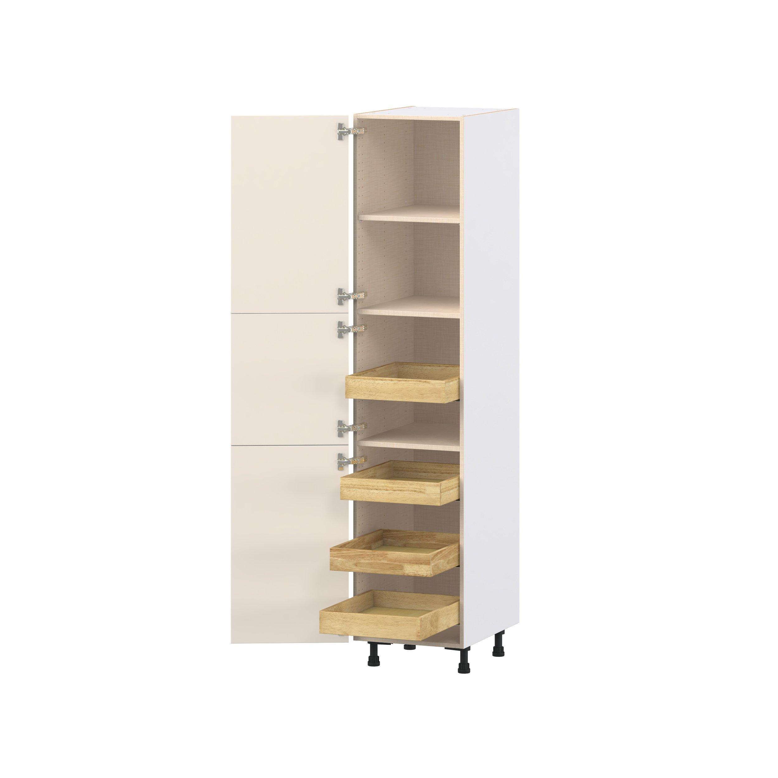 Linden 18 in. Painted Washed Linen Pantry Cabinet with Inner Pull-Out Drawer