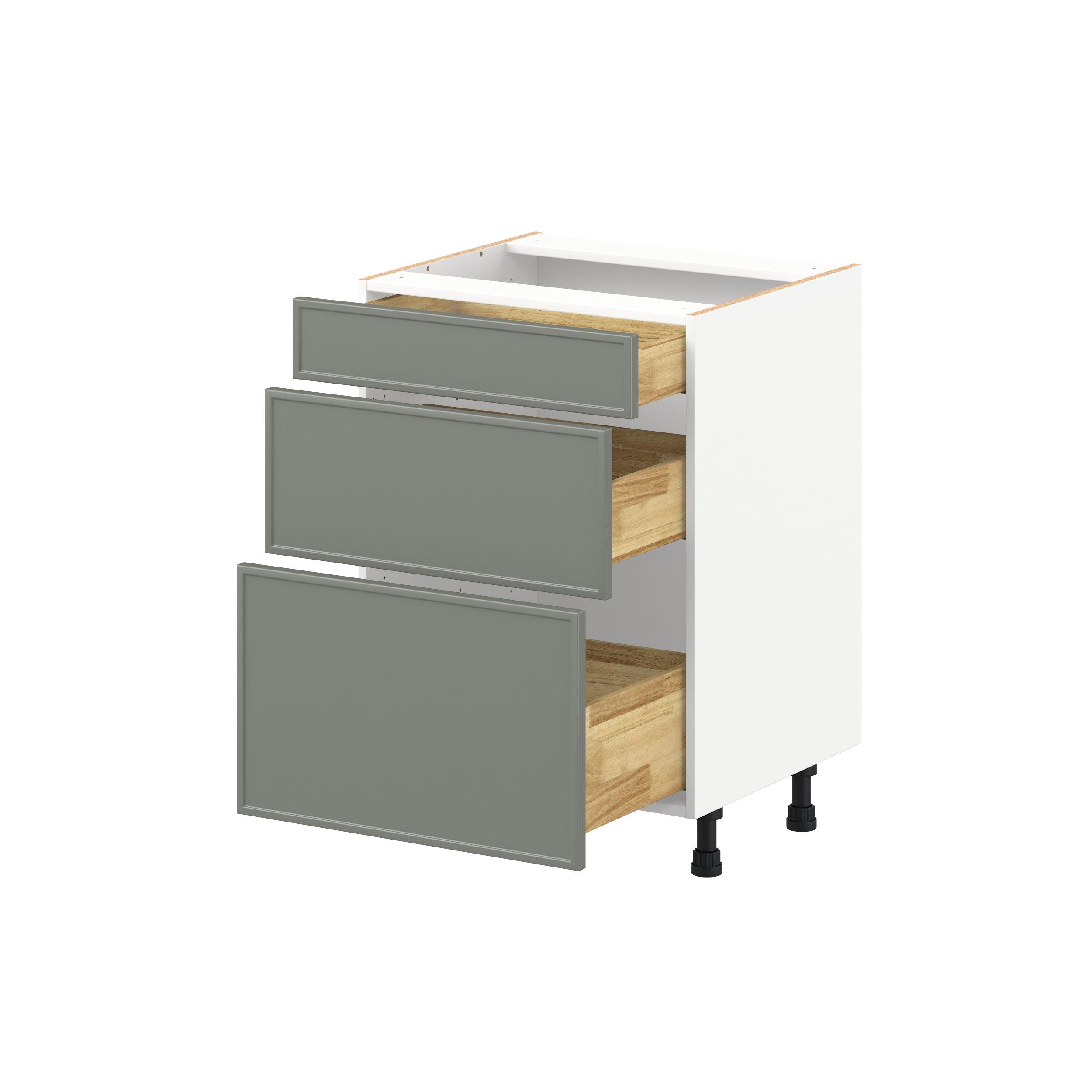 Linden 24 in. Painted Moss Green Vanity Drawer Base Cabinet