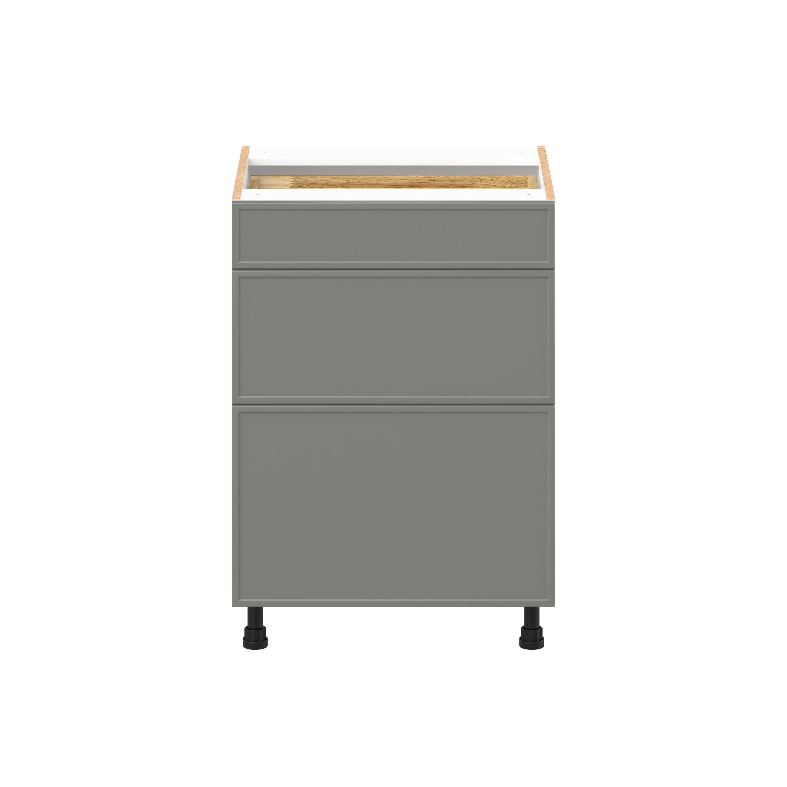 Linden 24 in. Painted Moss Green Vanity Drawer Base Cabinet