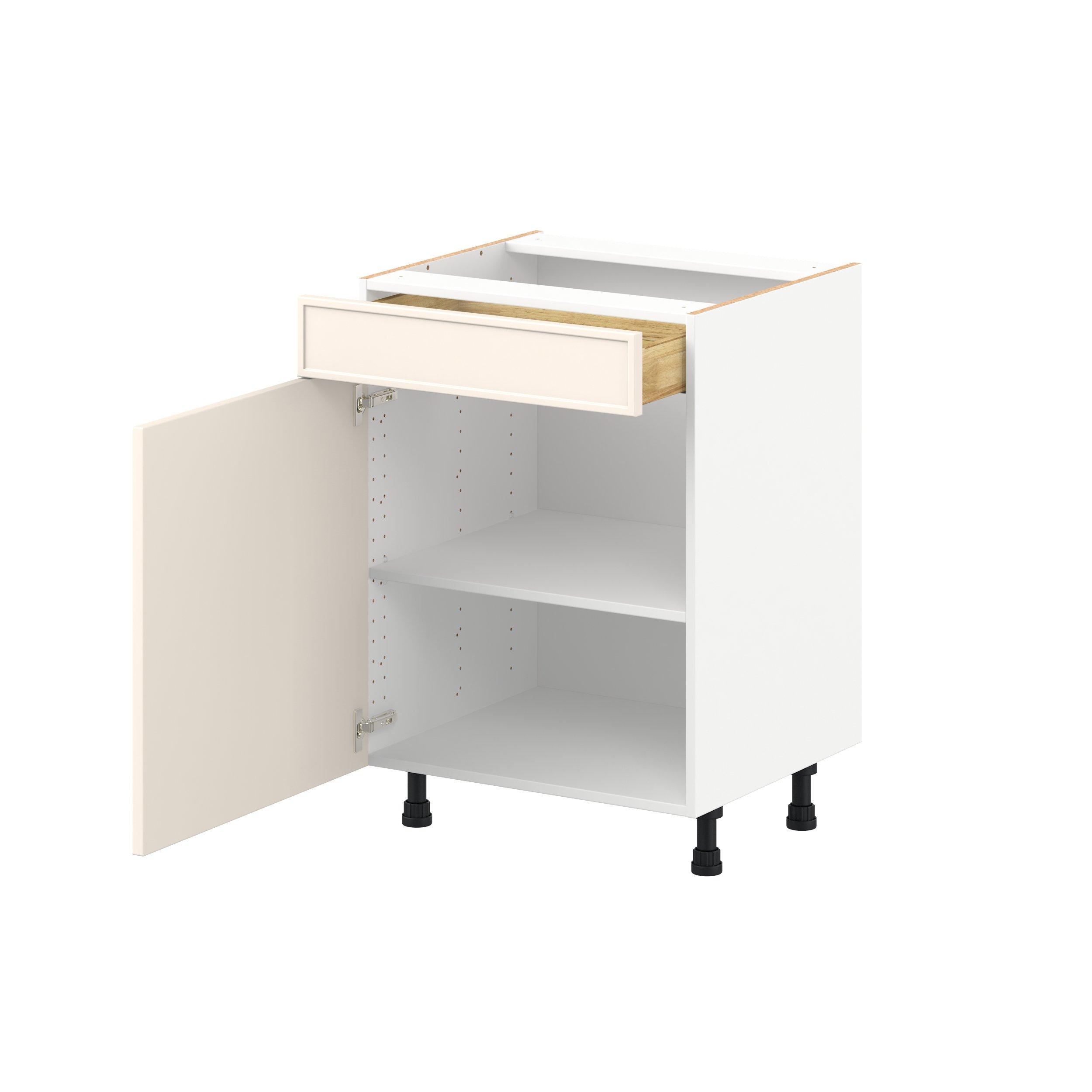 Linden 24 in. Painted Washed Linen Vanity Door and Drawer Base Cabinet