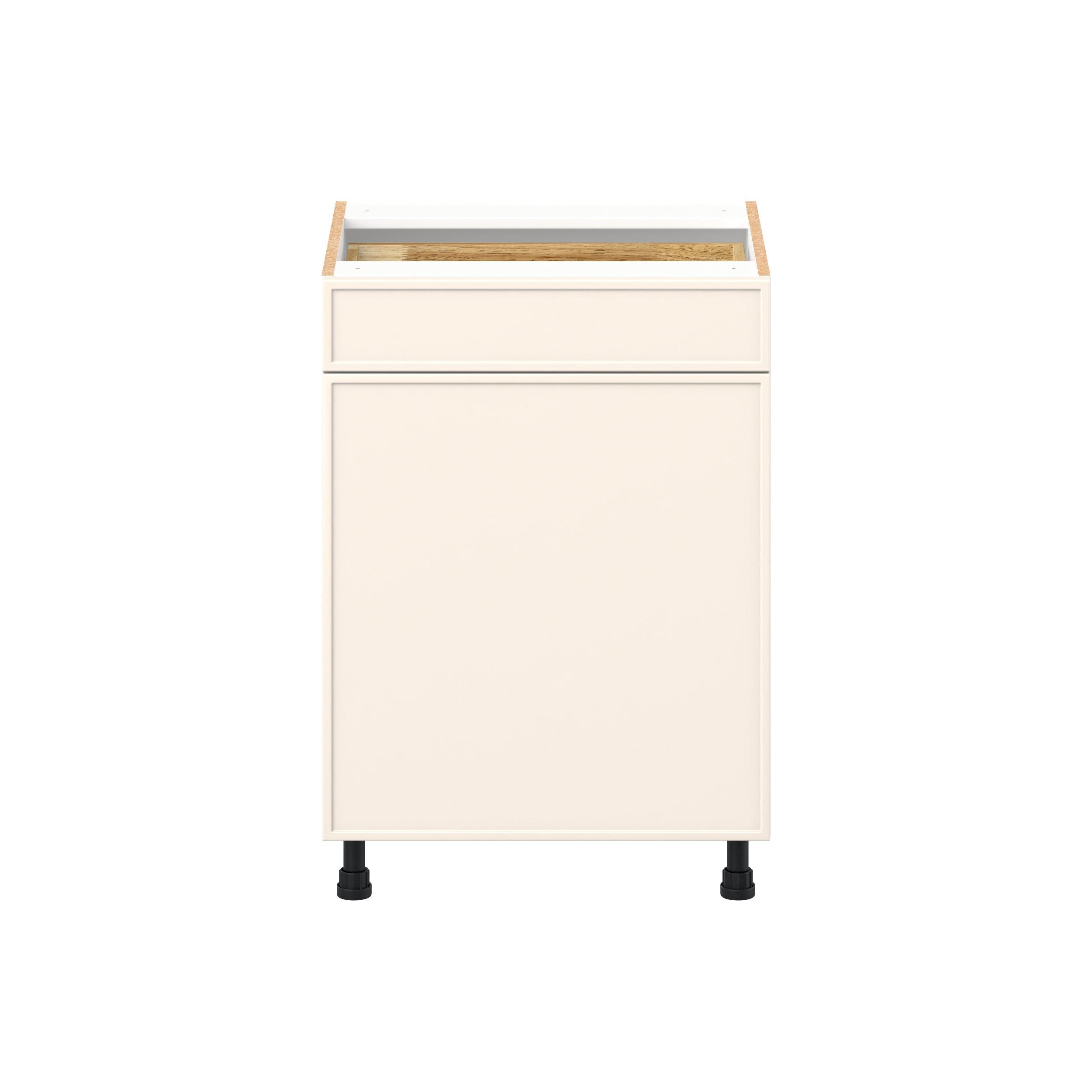 Linden 24 in. Painted Washed Linen Vanity Door and Drawer Base Cabinet