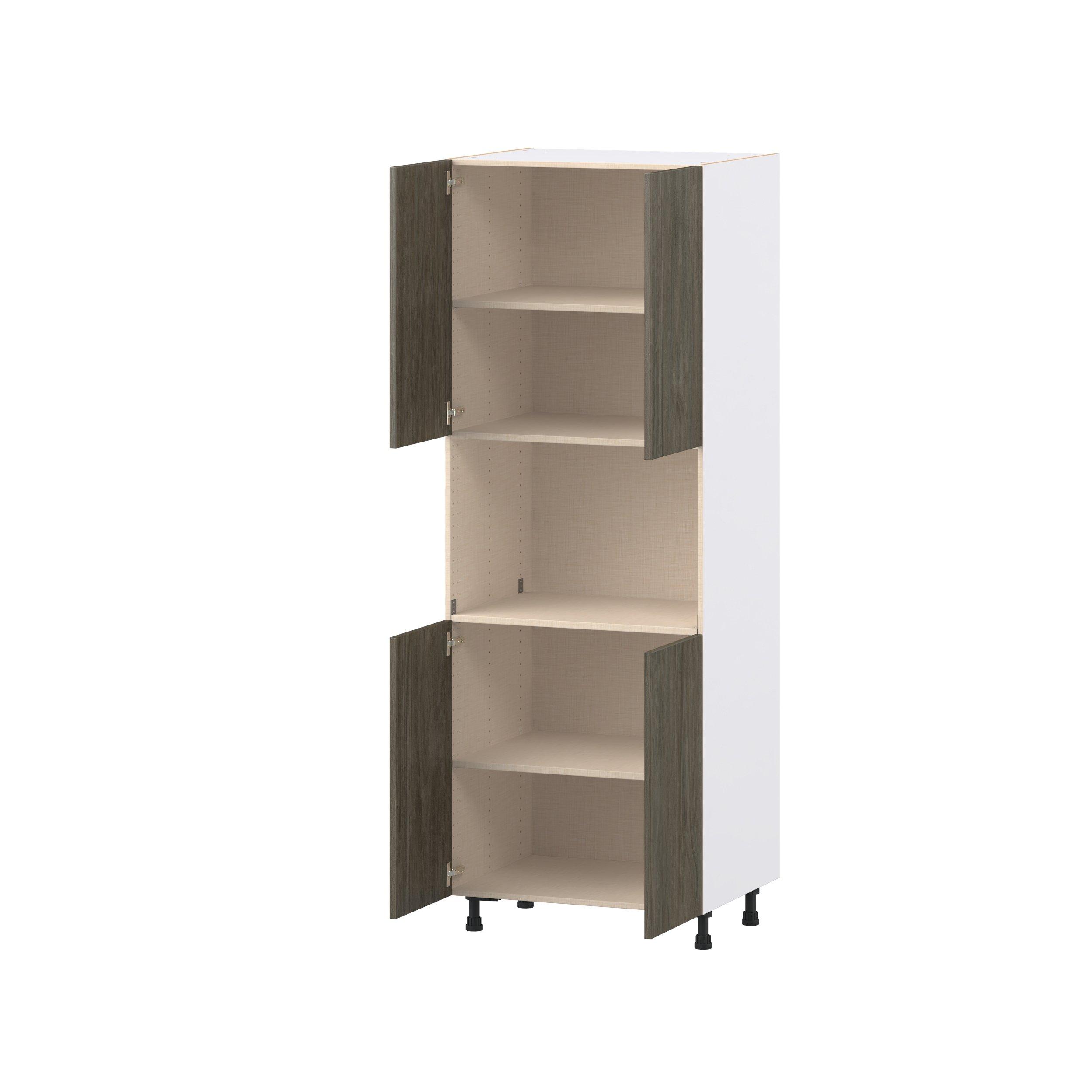 Glenwood 30 in. Burnt Walnut Door Microwave Pantry Cabinet
