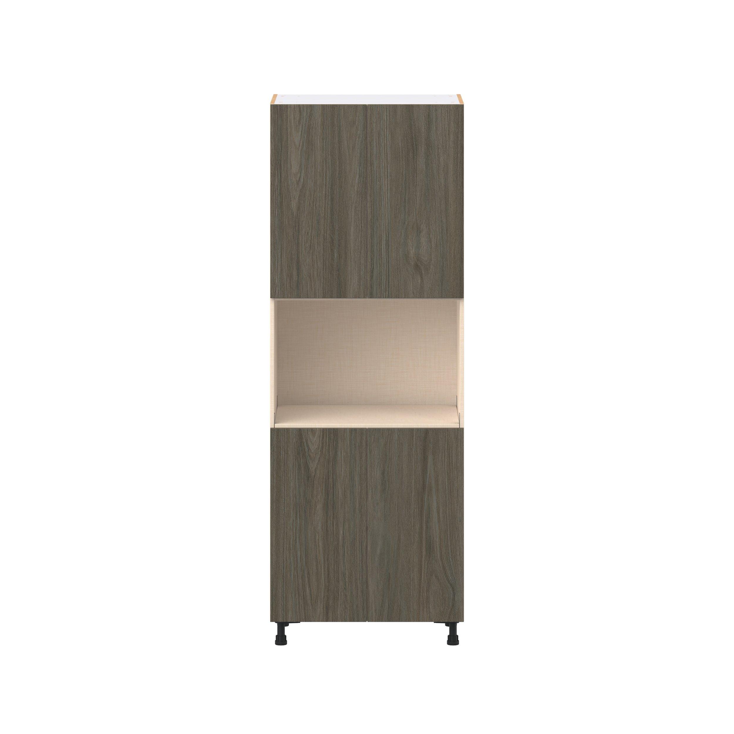 Glenwood 30 in. Burnt Walnut Door Microwave Pantry Cabinet