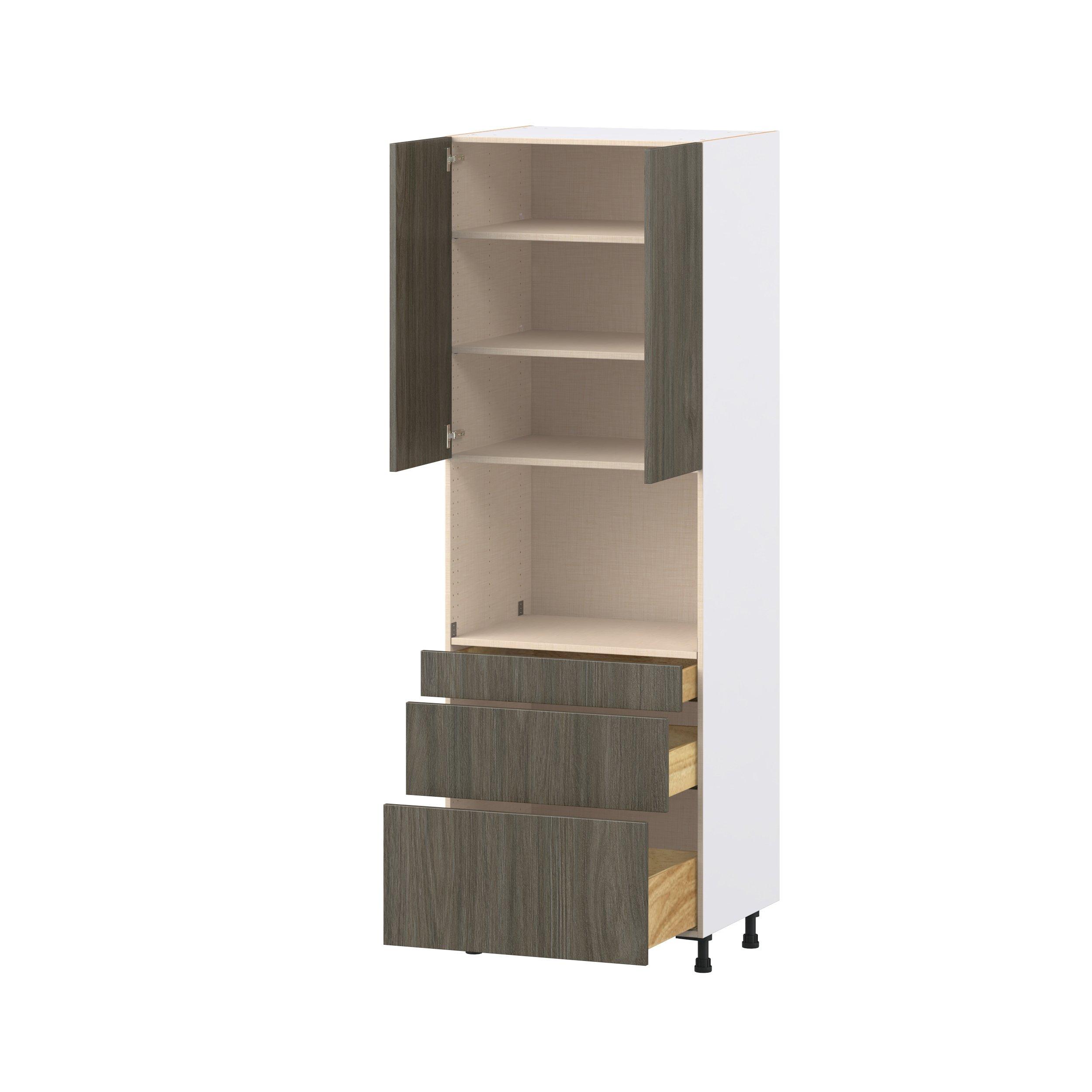 Glenwood 30 in. Burnt Walnut Door and Drawer Microwave Pantry Cabinet