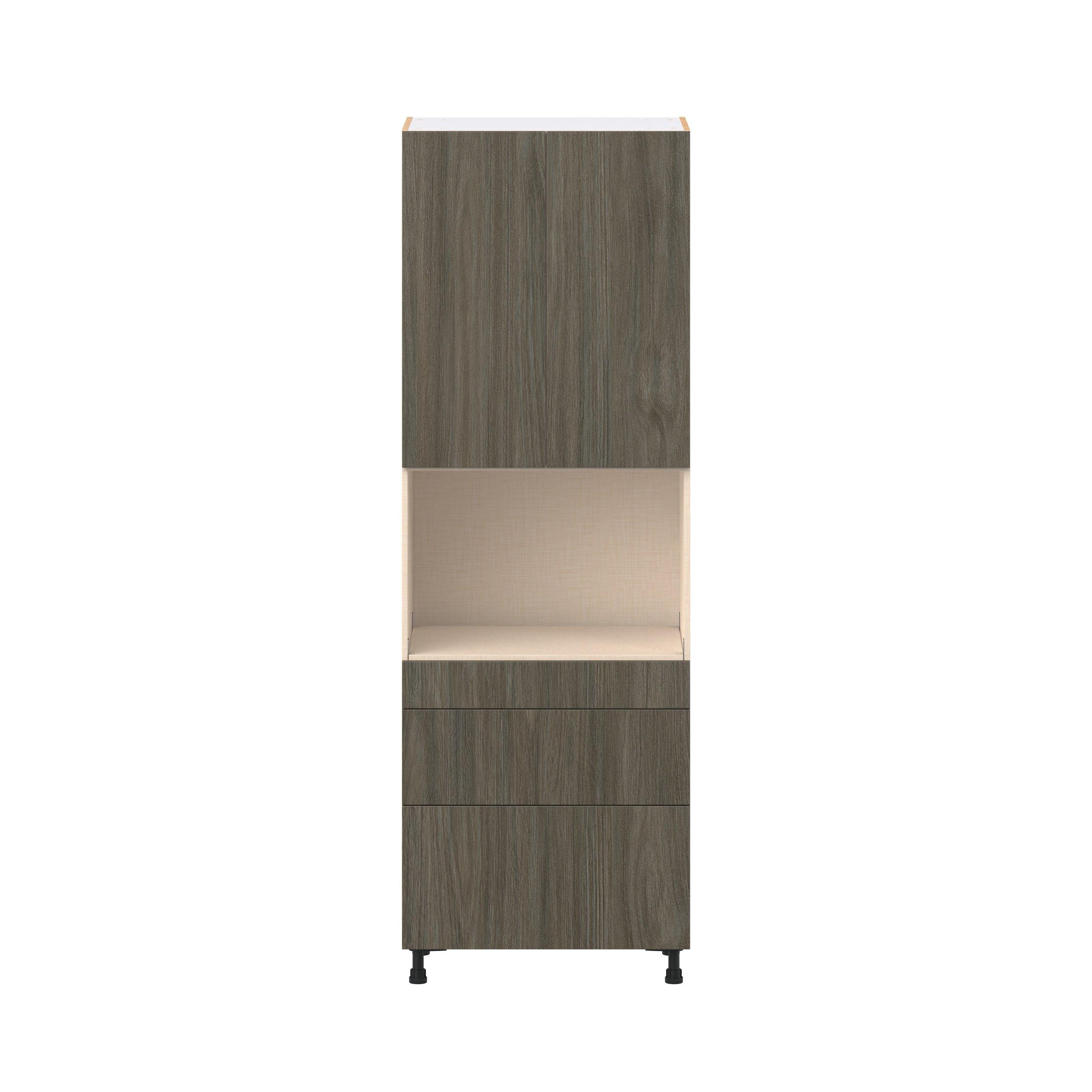 Glenwood 30 in. Burnt Walnut Door and Drawer Microwave Pantry Cabinet