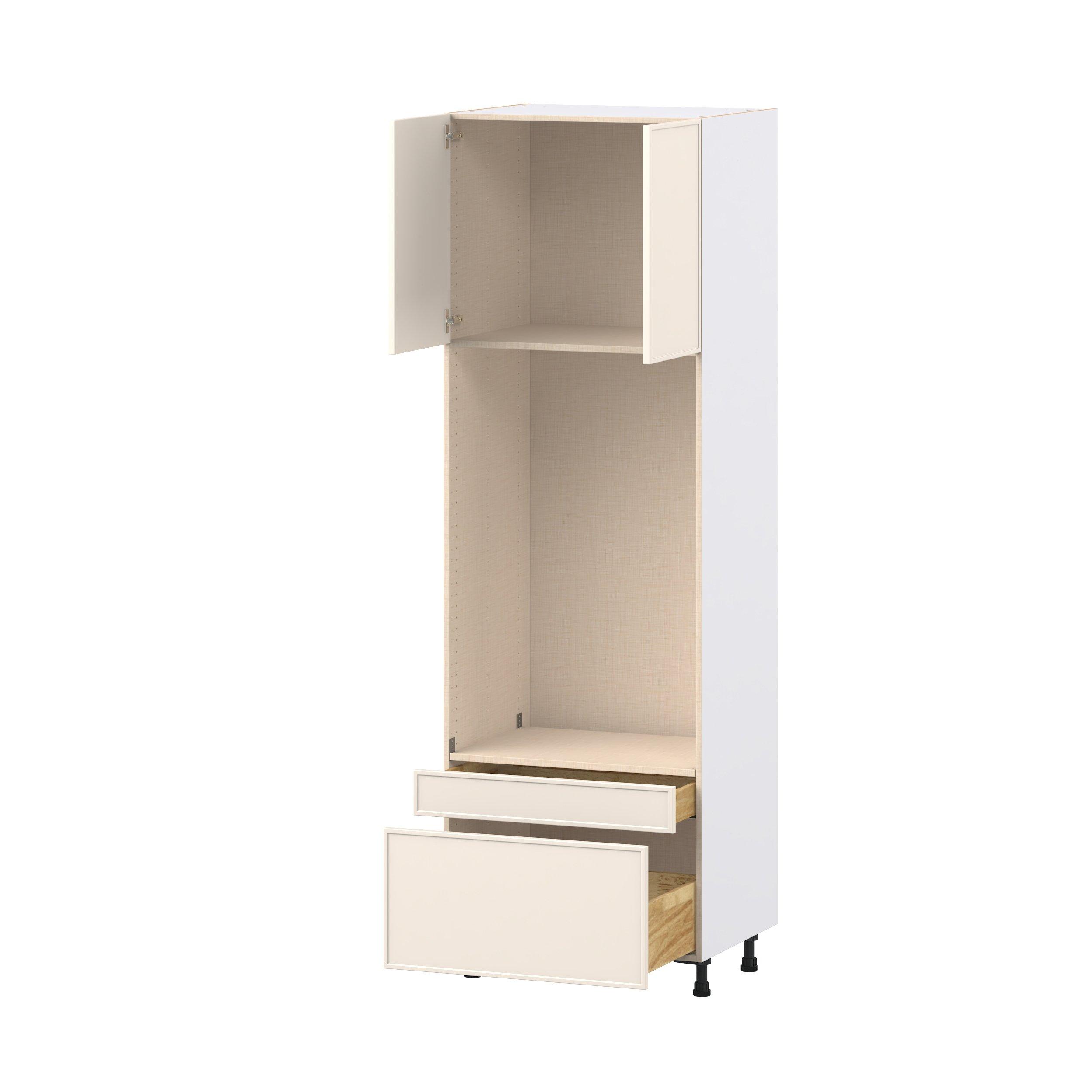 Linden 30 in. Painted Washed Linen Door and Drawer Microwave/Oven Pantry Cabinet