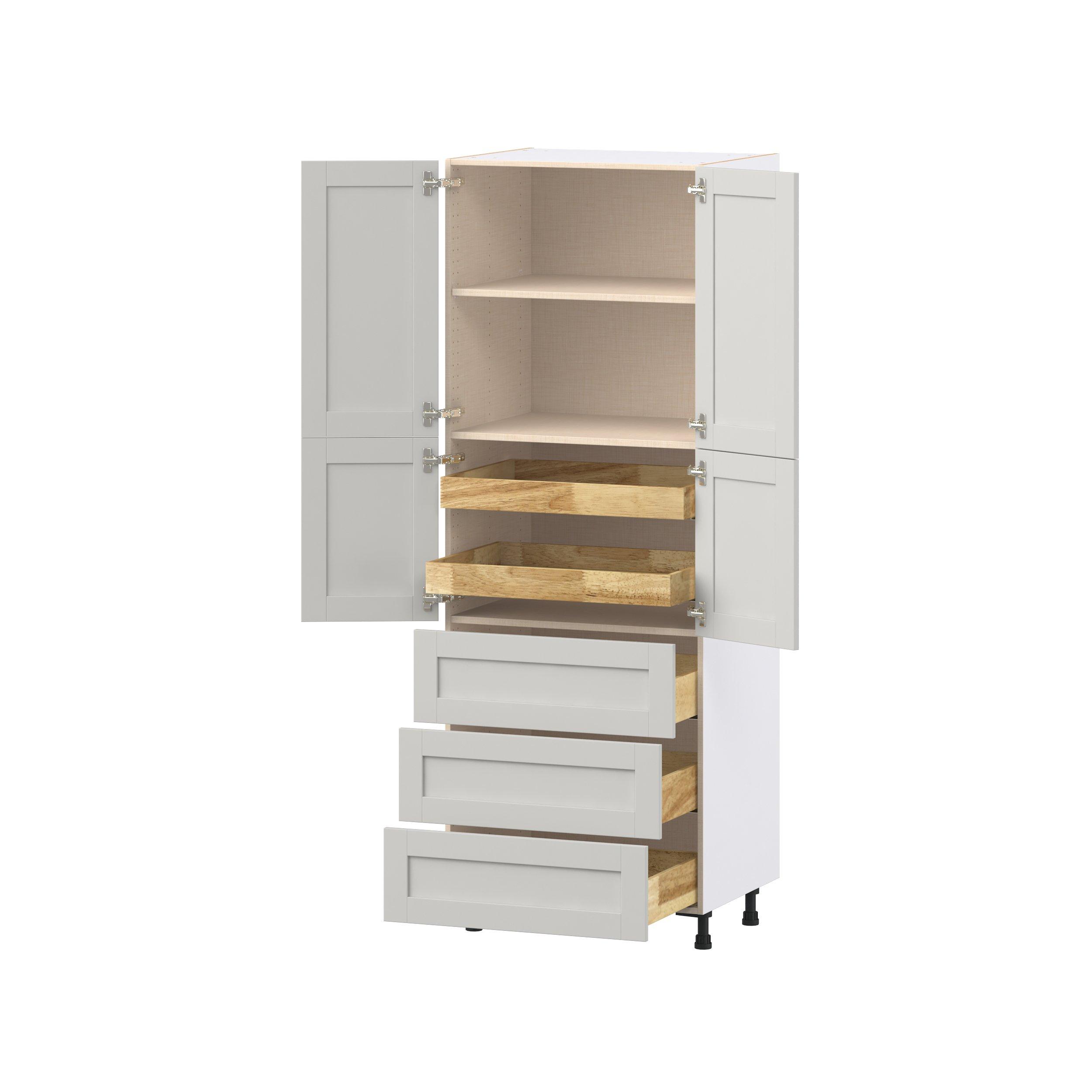 Summerhill 30 in. Light Gray Door and Drawer Pantry Cabinet with Inner Pull-Out