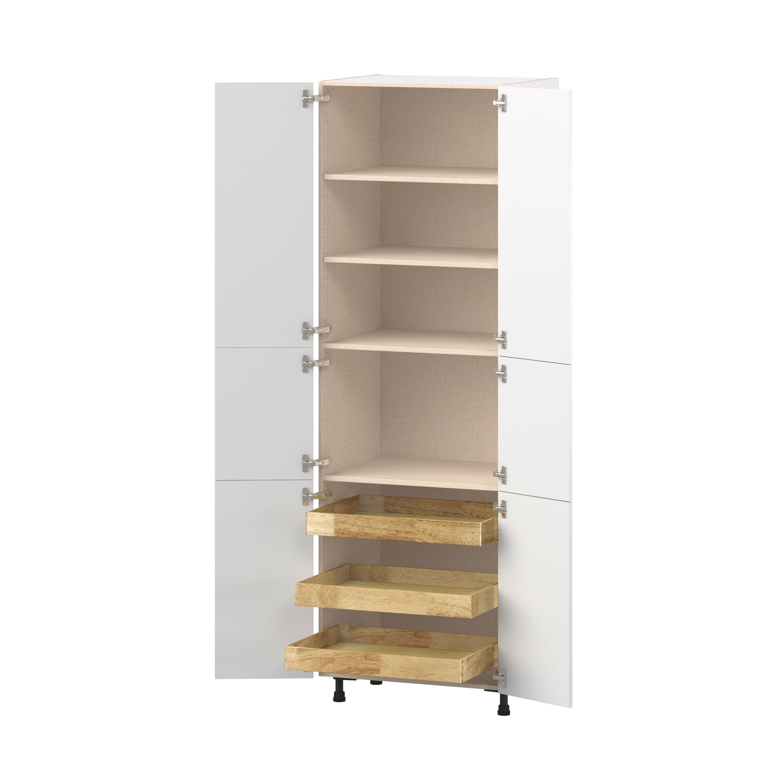 Candler 30 in. Painted Warm White Pantry Cabinet with Inner Pull-Out Drawer