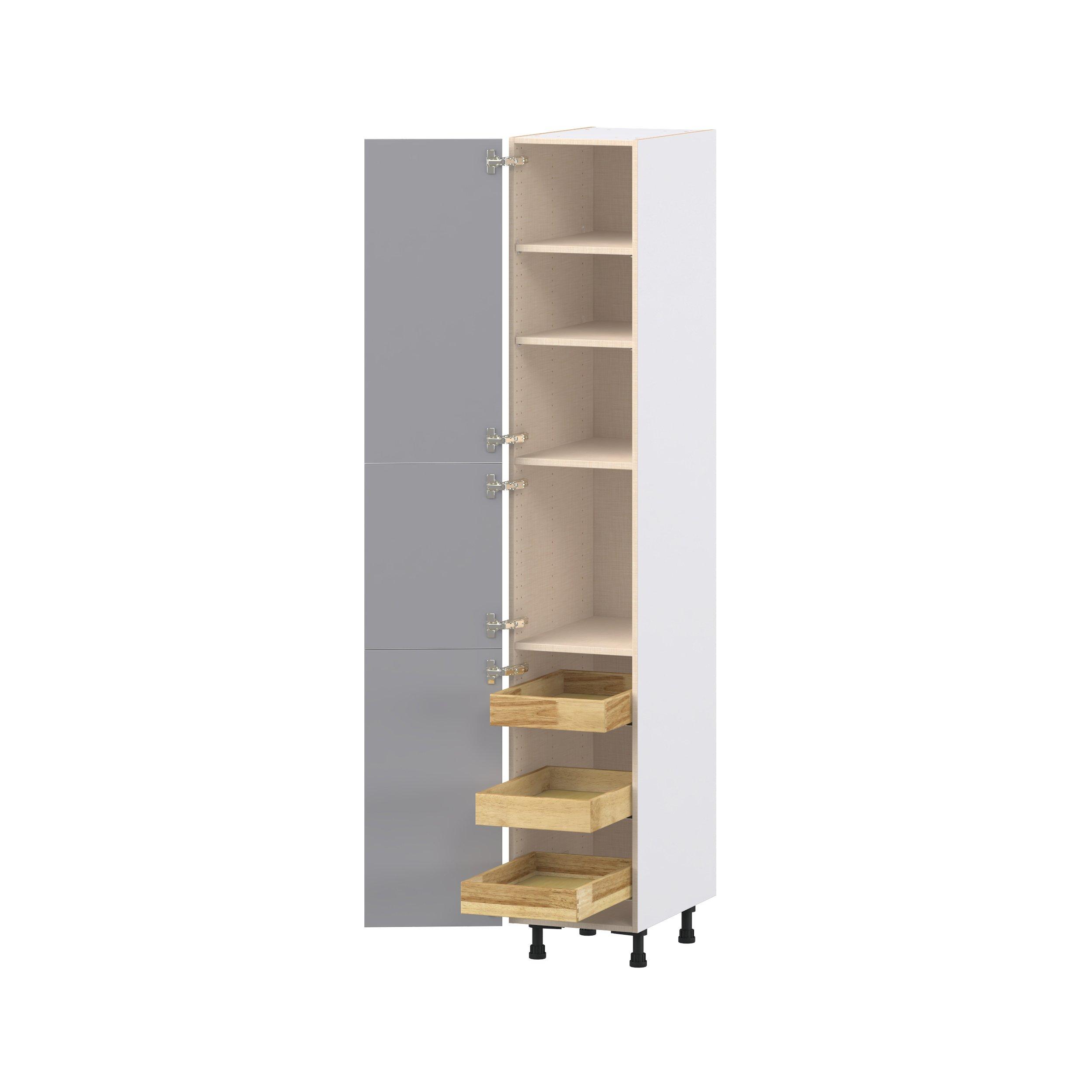 Candler 15 in. Painted Slate Gray Pantry Cabinet with Inner Pull-Out Drawer