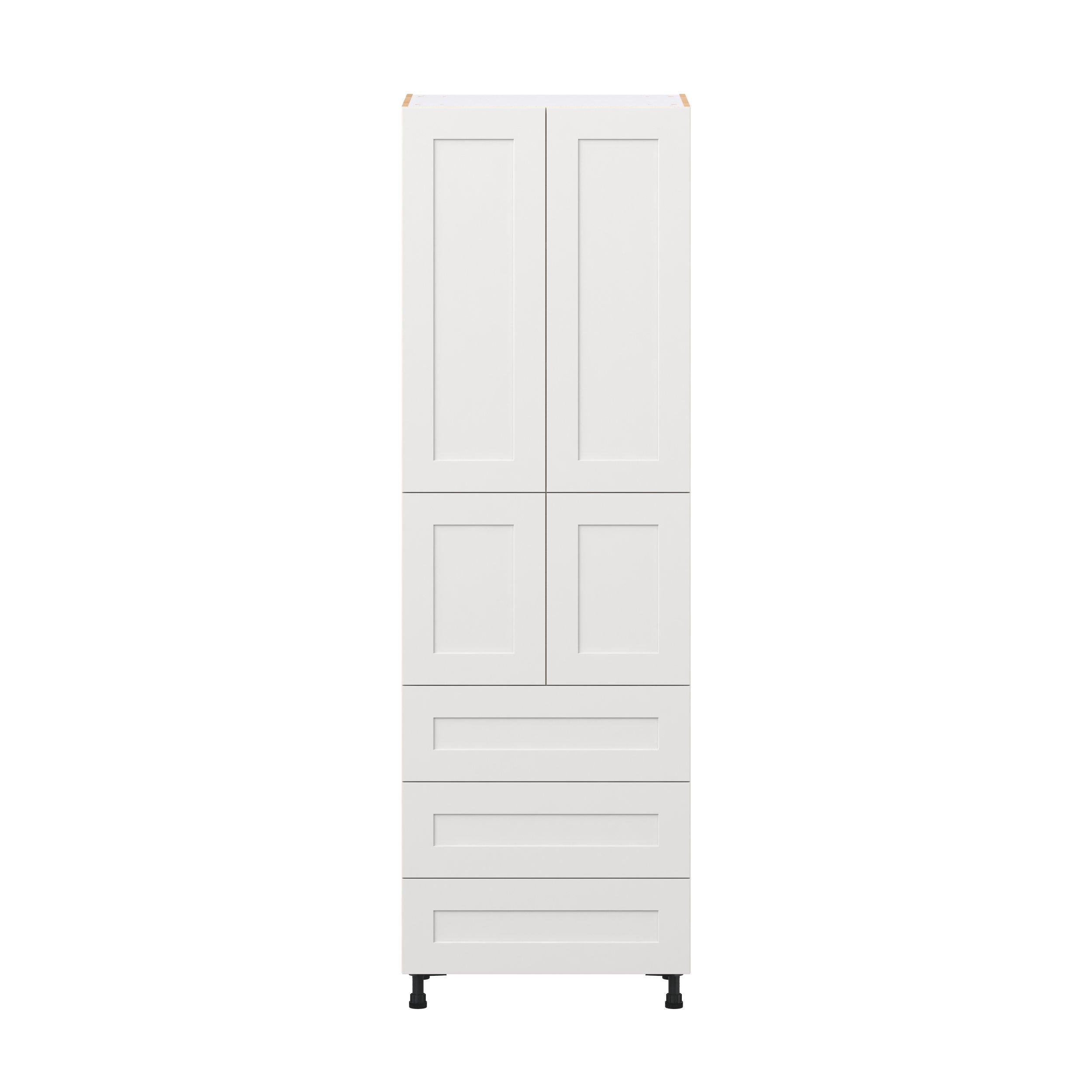 Candler 30 in. Painted Warm White Door and Drawer Pantry Cabinet with Inner Pull-Out