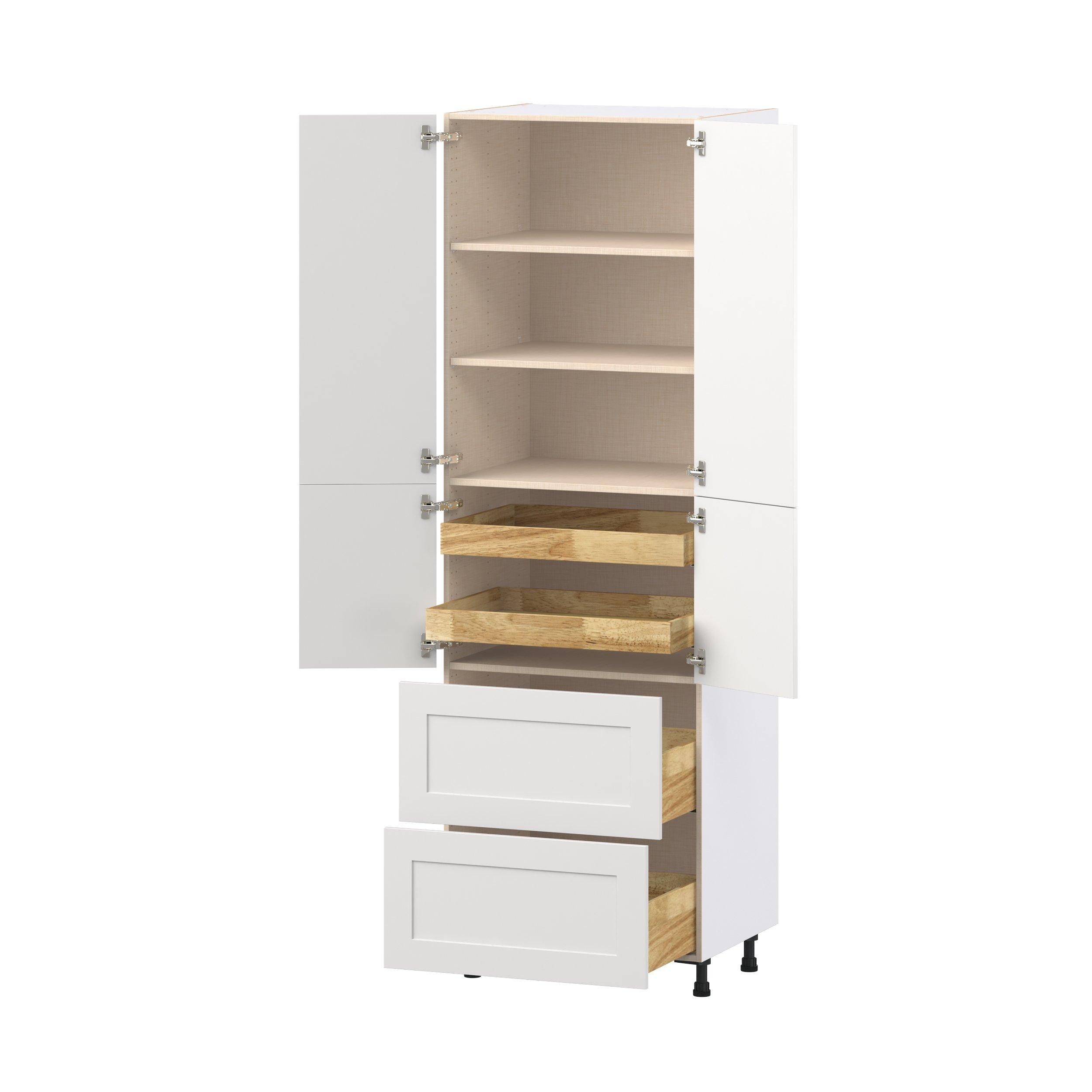 Candler 30 in. Painted Warm White Door and Drawer Pantry Cabinet with Inner Pull-Out