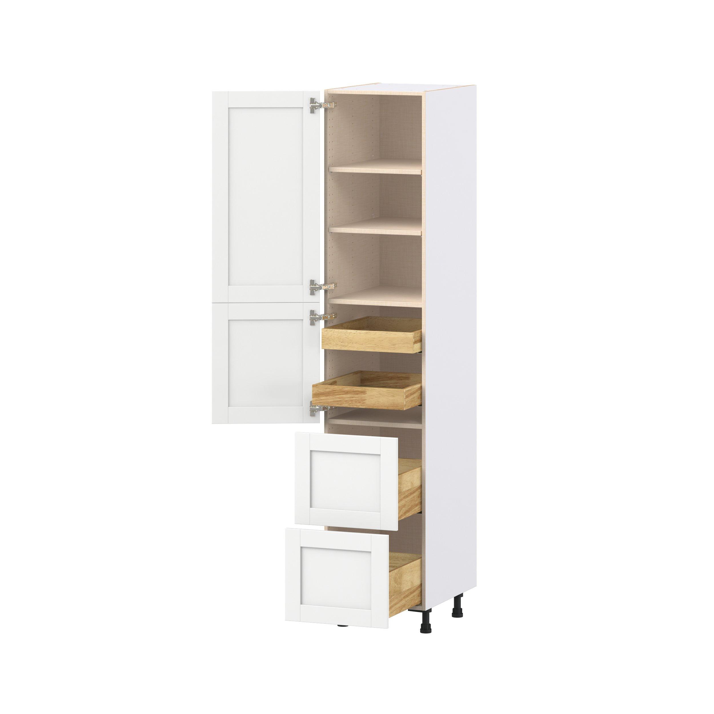 Summerhill 18 in. Bright White Door and Drawer Pantry Cabinet with Inner Pull-Out