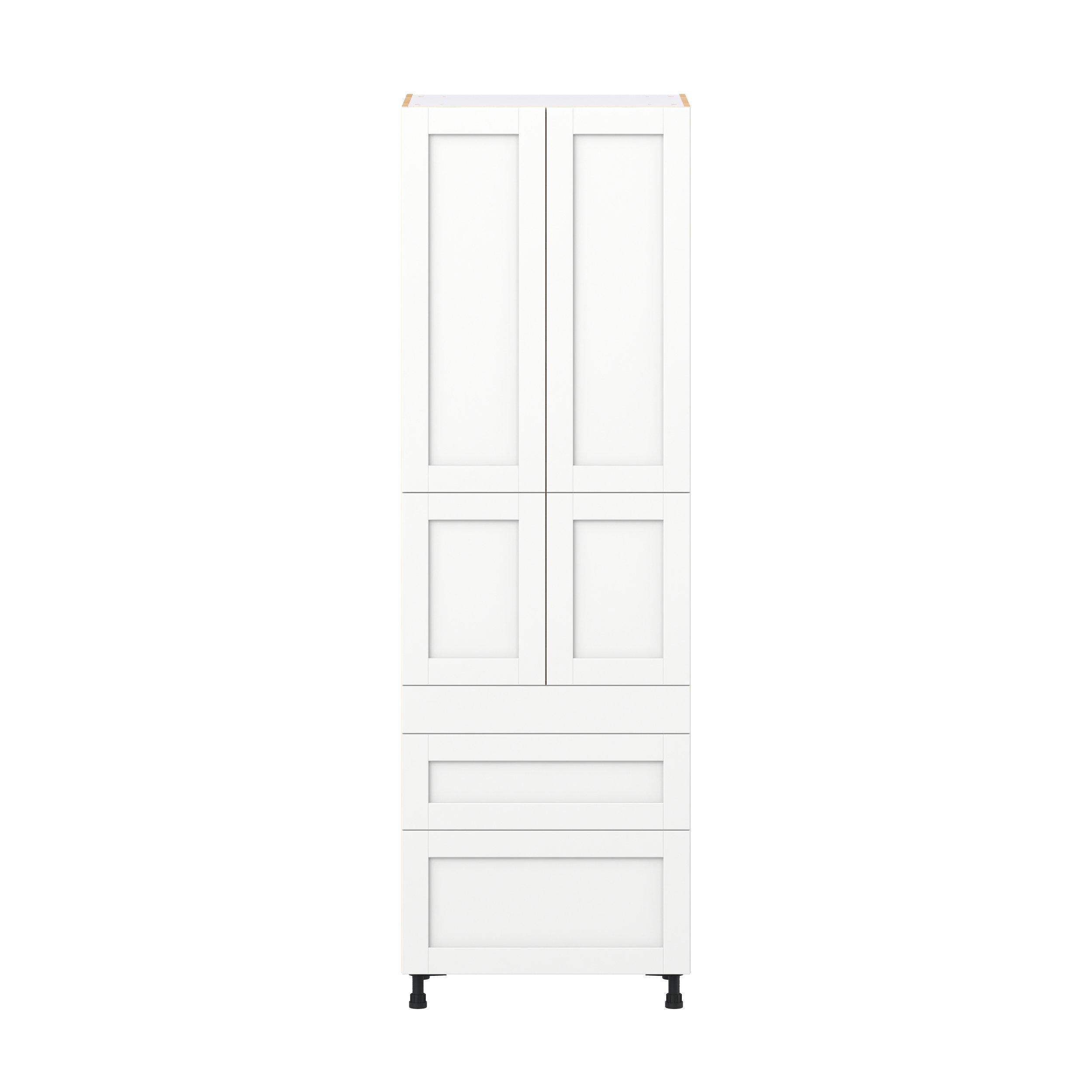 Summerhill 30 in. Bright White Door and Drawer Pantry Cabinet with Inner Pull-Out