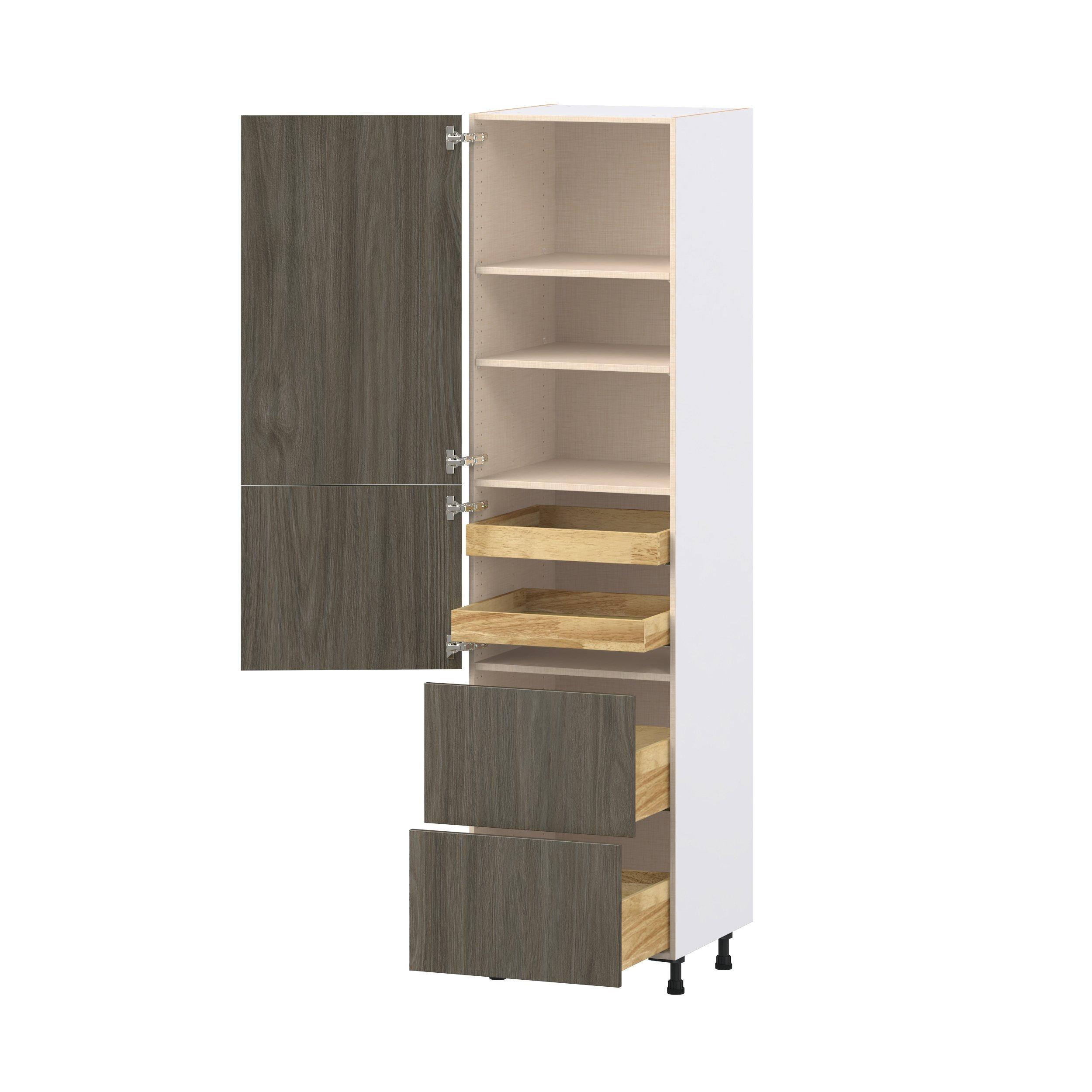 Glenwood 24 in. Burnt Walnut Door and Drawer Pantry Cabinet with Inner Pull-Out