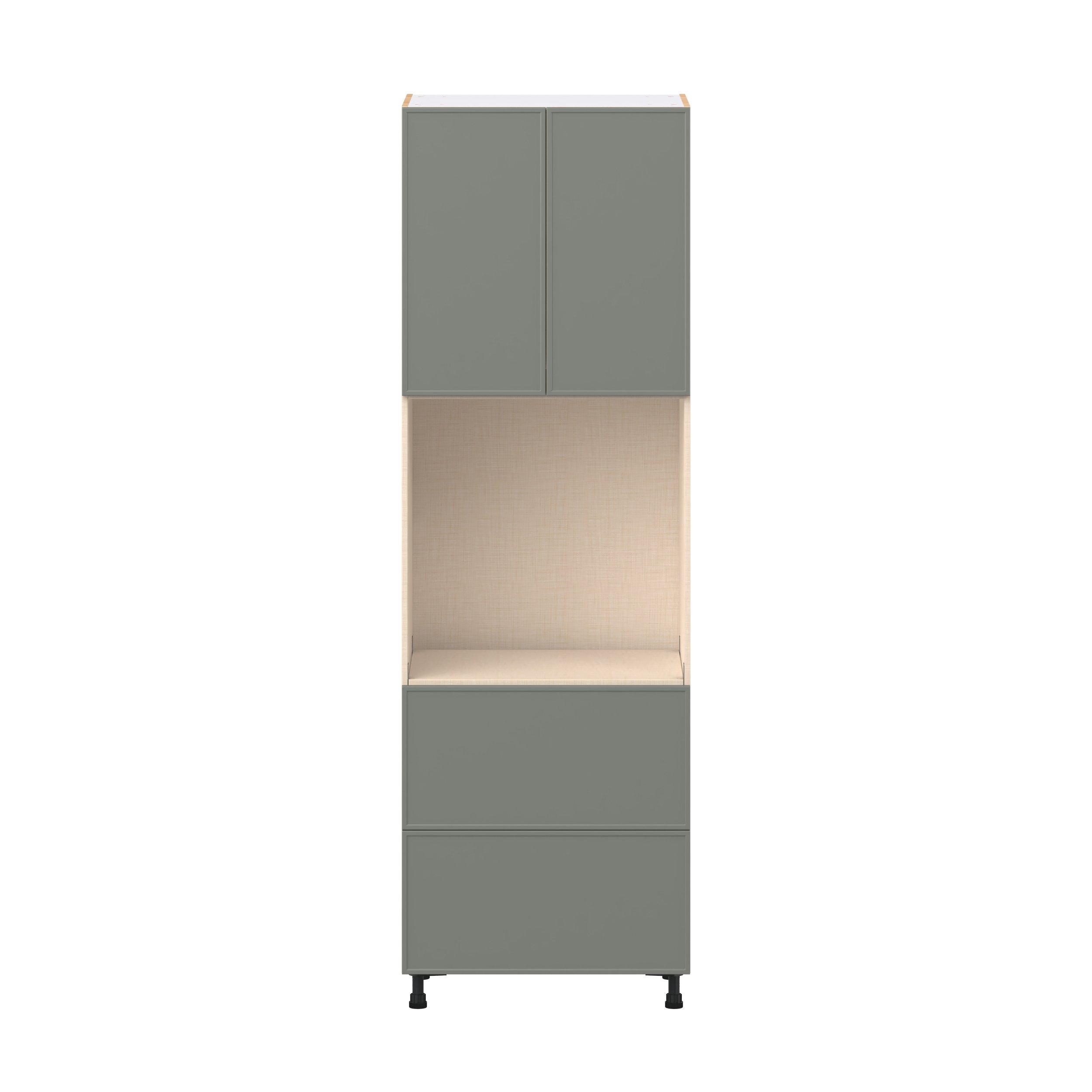 Linden 30 in. Painted Moss Green Door and Drawer Single Oven Pantry Cabinet