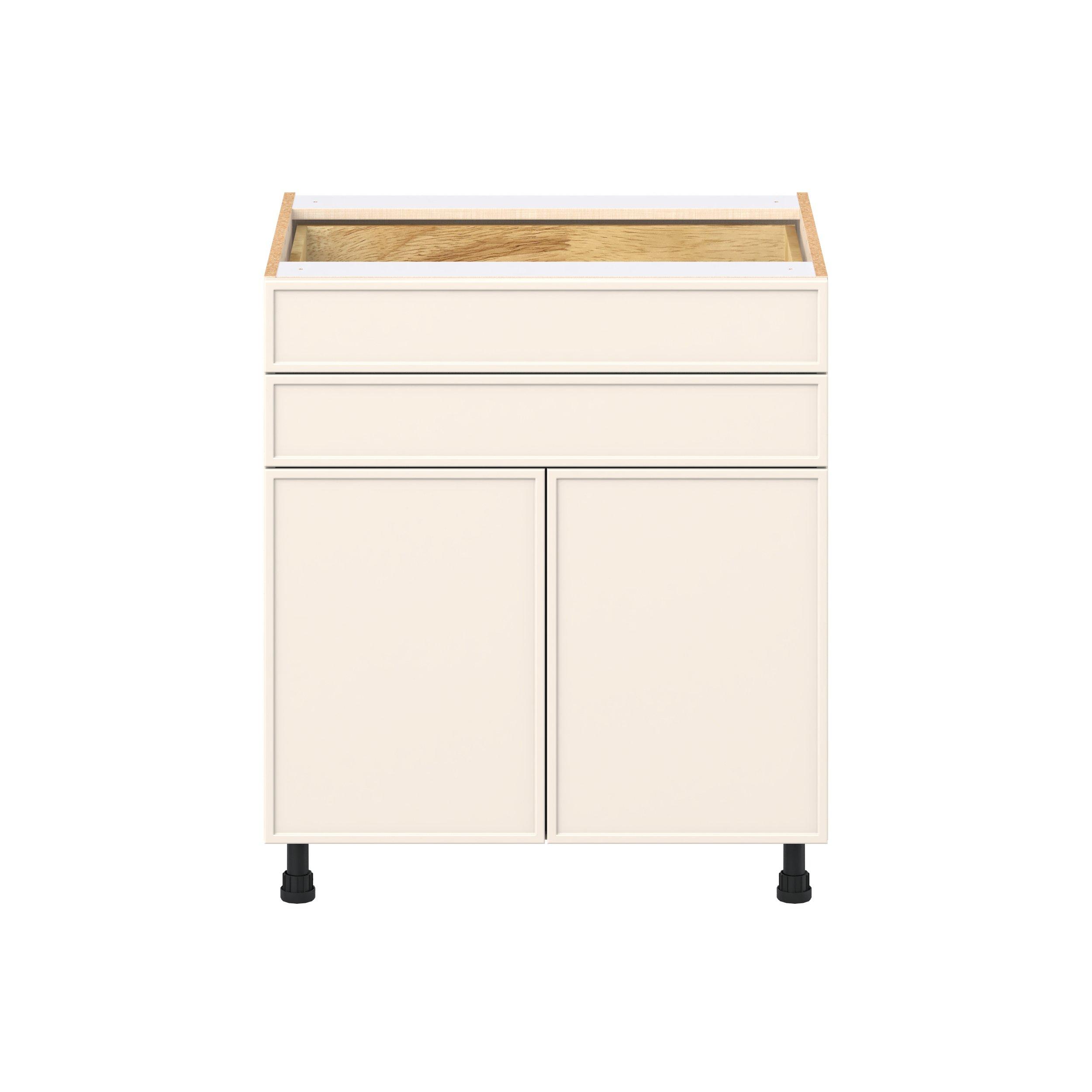 Linden 30 in. Painted Washed Linen Door and Drawer Base Cabinet