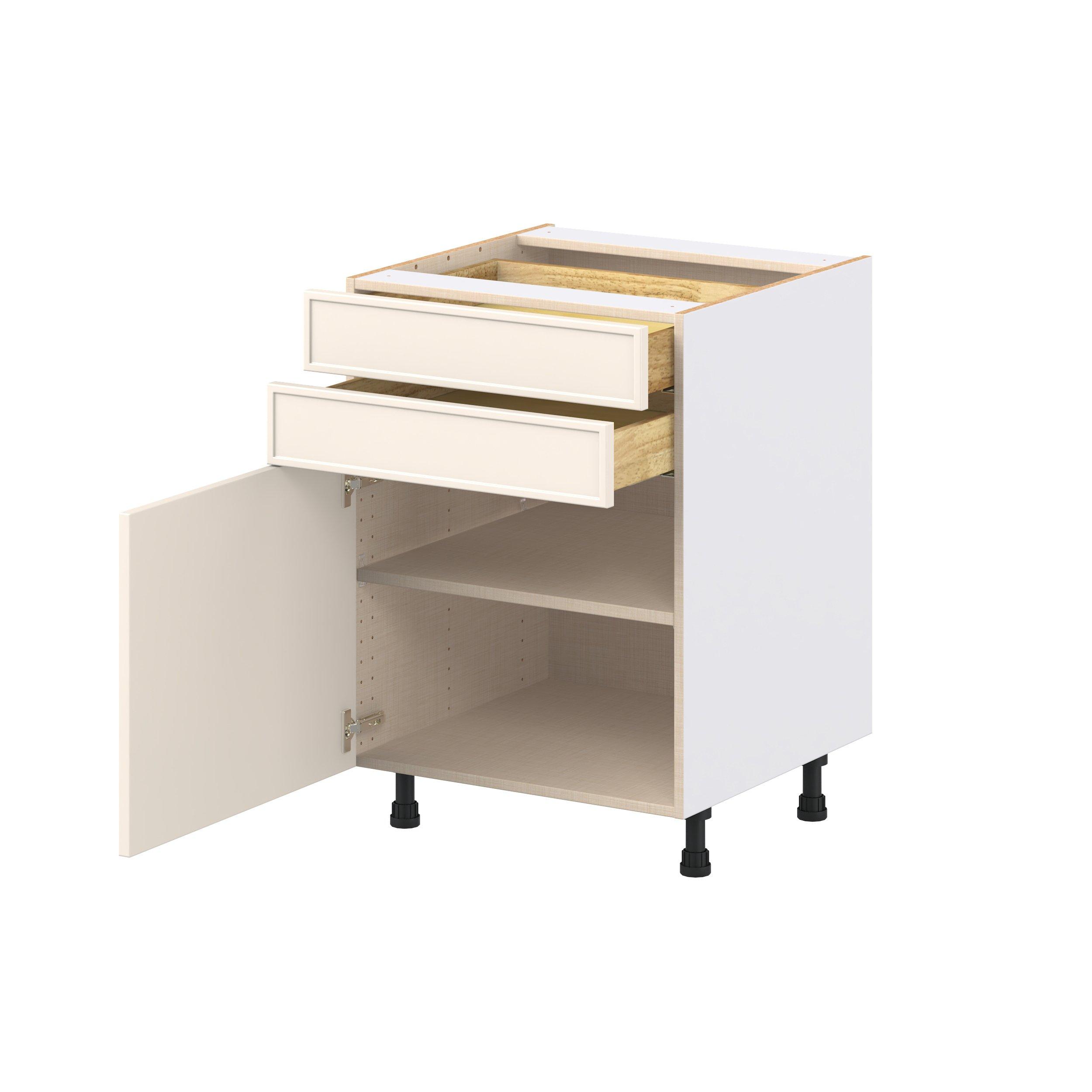 Linden 24 in. Painted Washed Linen Door and Drawer Base Cabinet