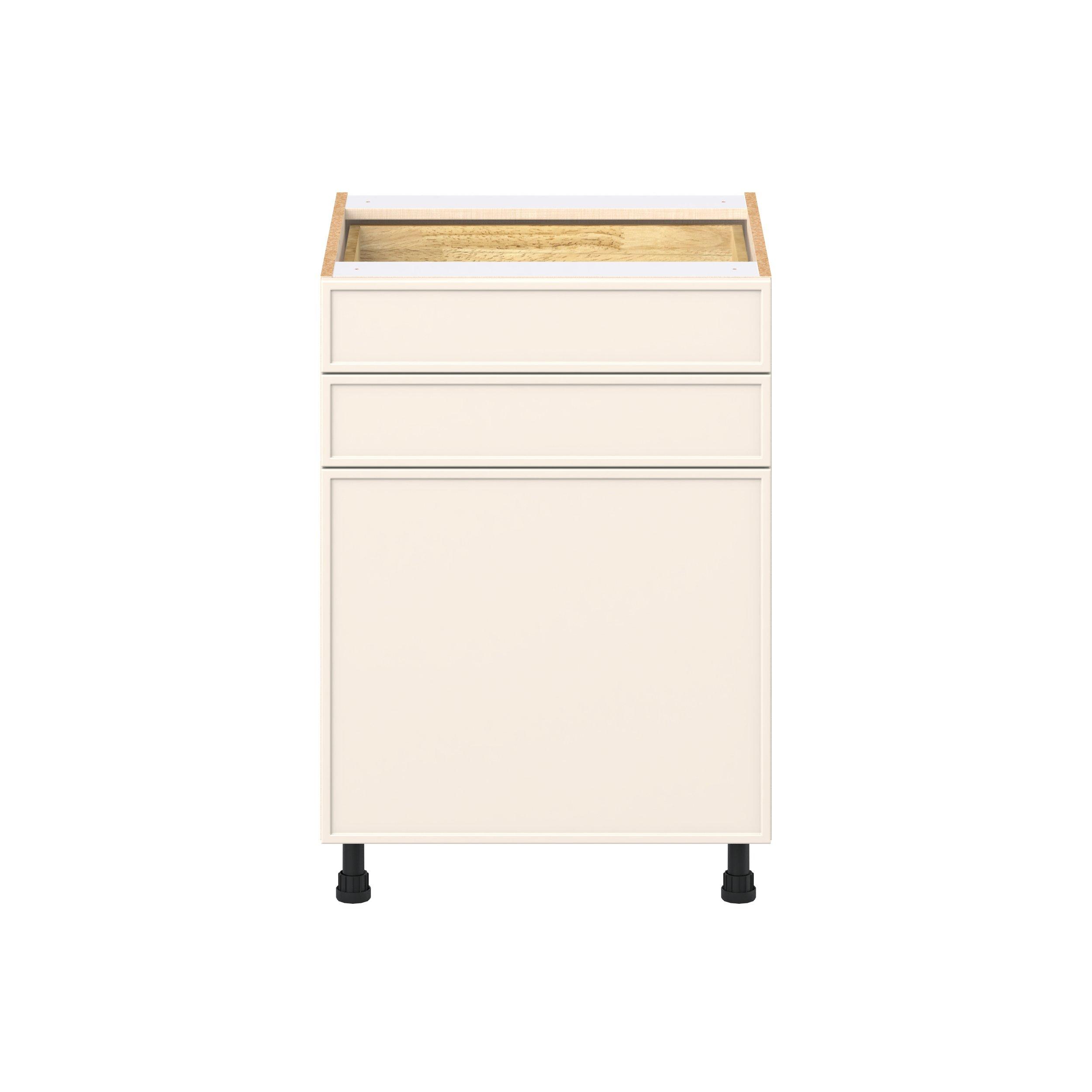 Linden 24 in. Painted Washed Linen Door and Drawer Base Cabinet