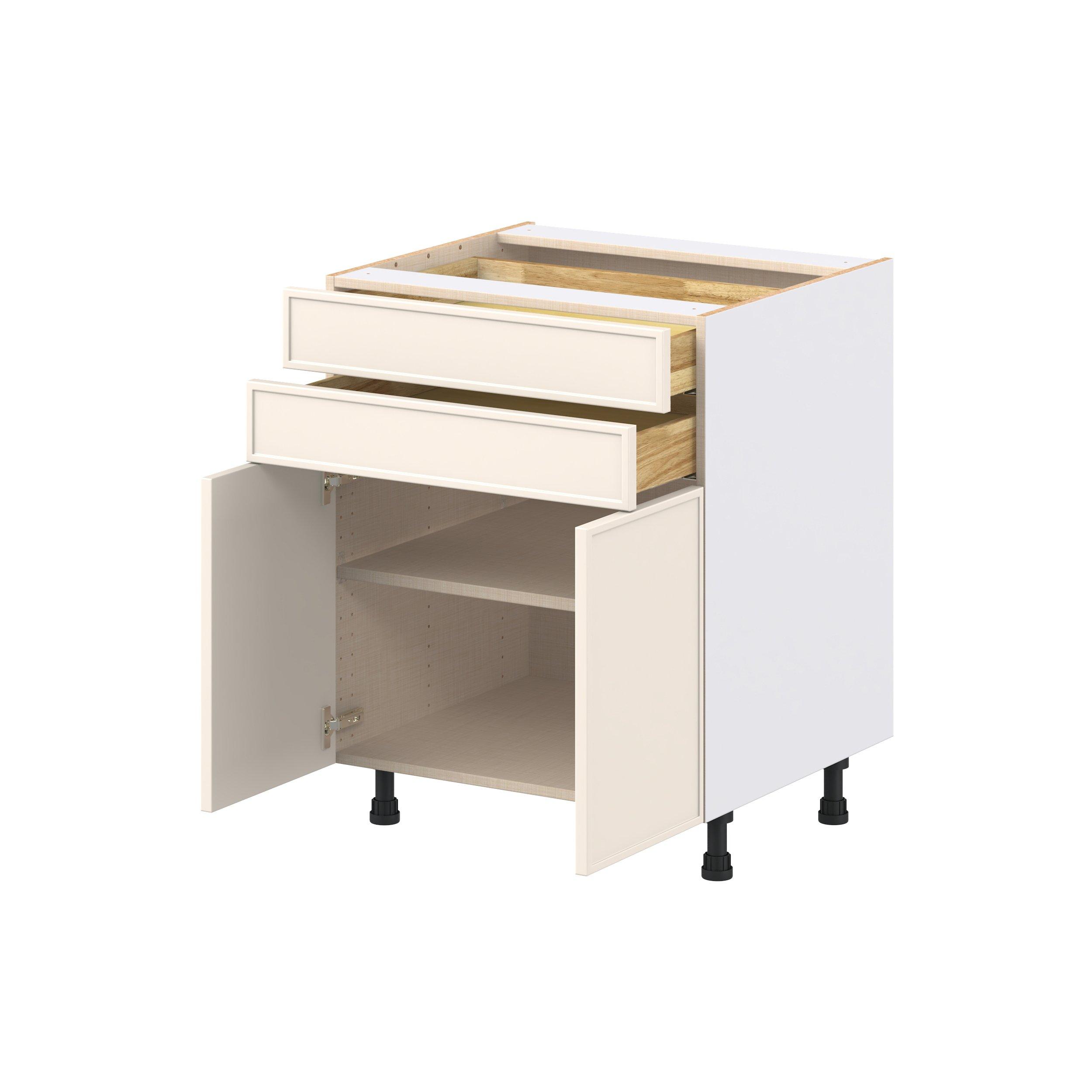 Linden 27 in. Painted Washed Linen Door and Drawer Base Cabinet