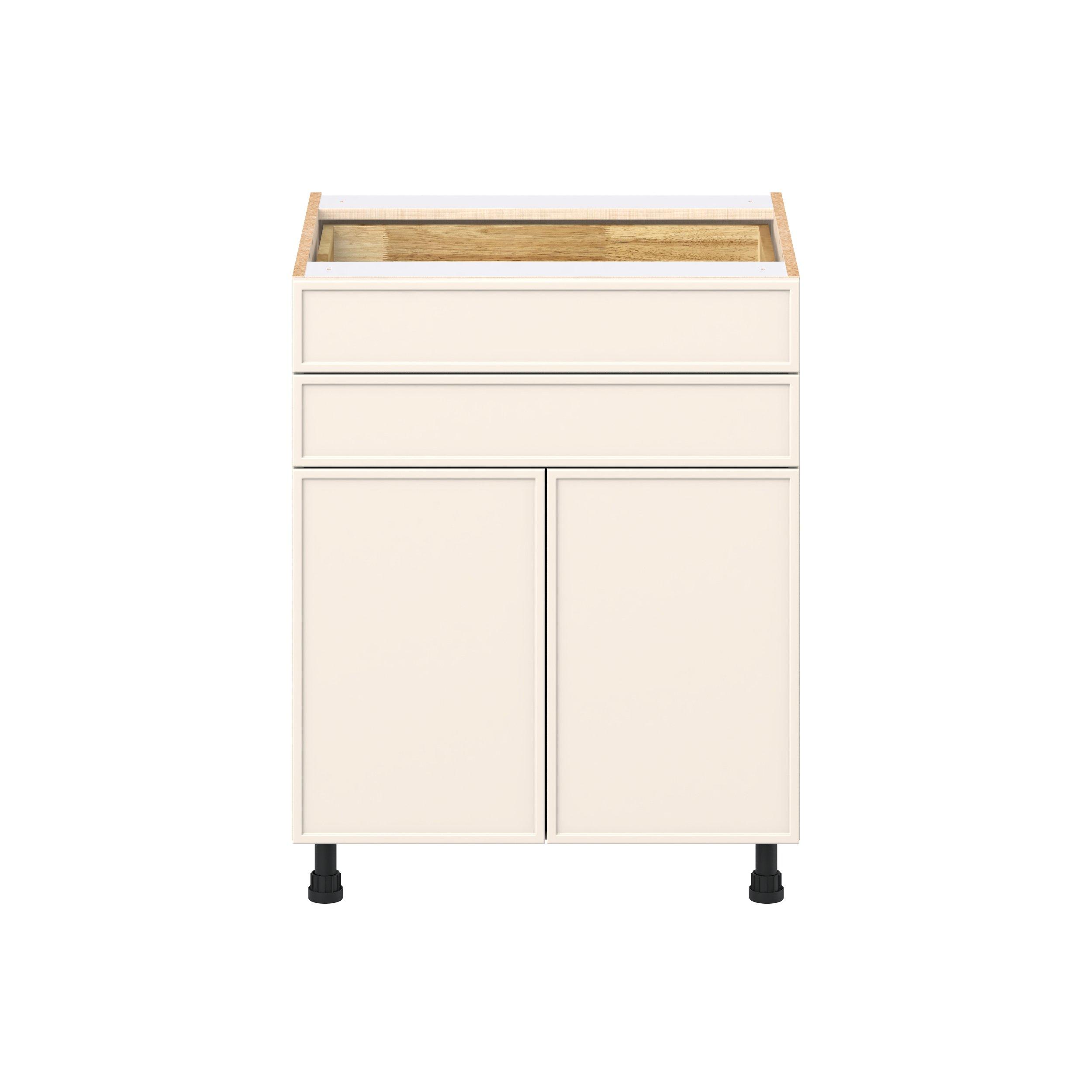 Linden 27 in. Painted Washed Linen Door and Drawer Base Cabinet