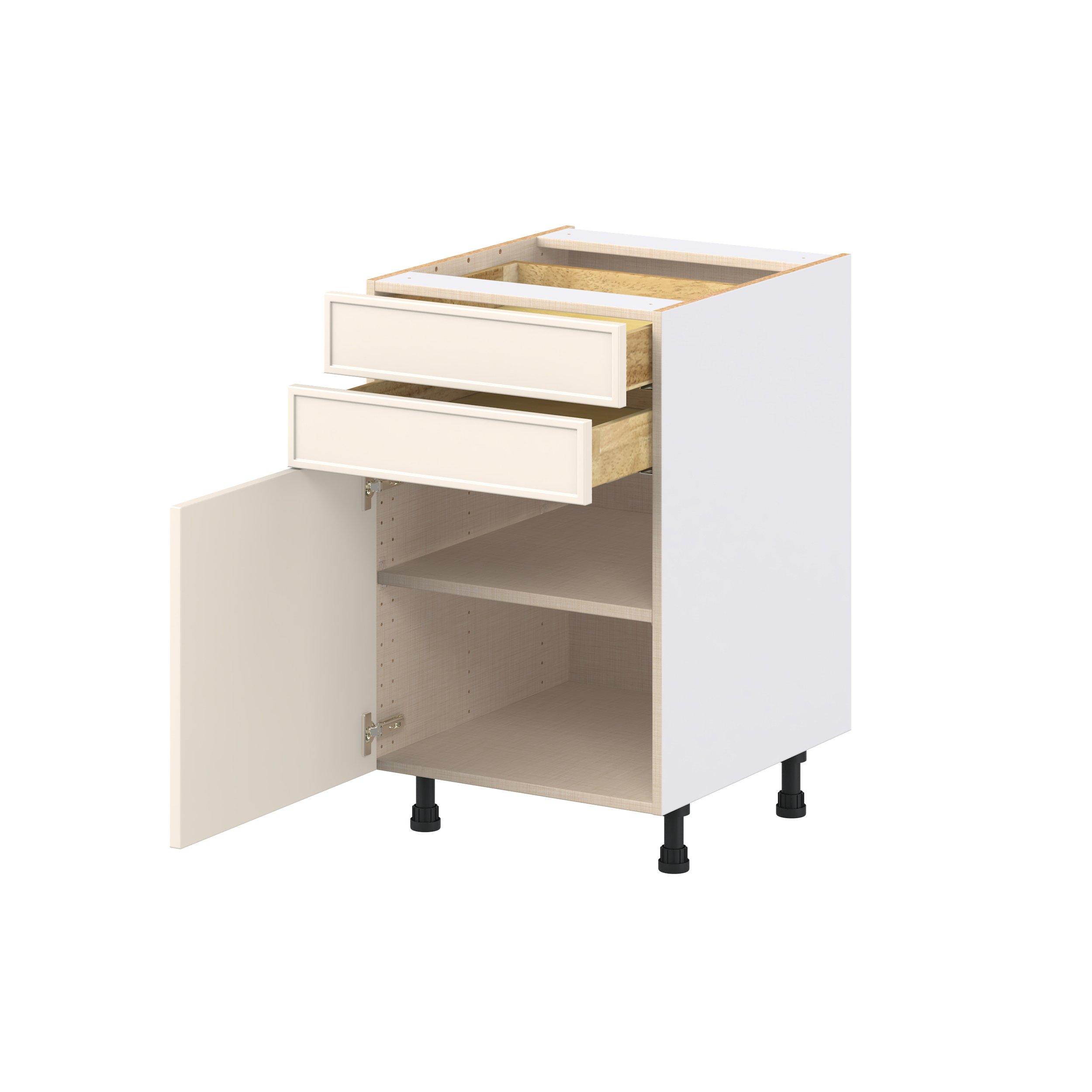 Linden 21 in. Painted Washed Linen Door and Drawer Base Cabinet