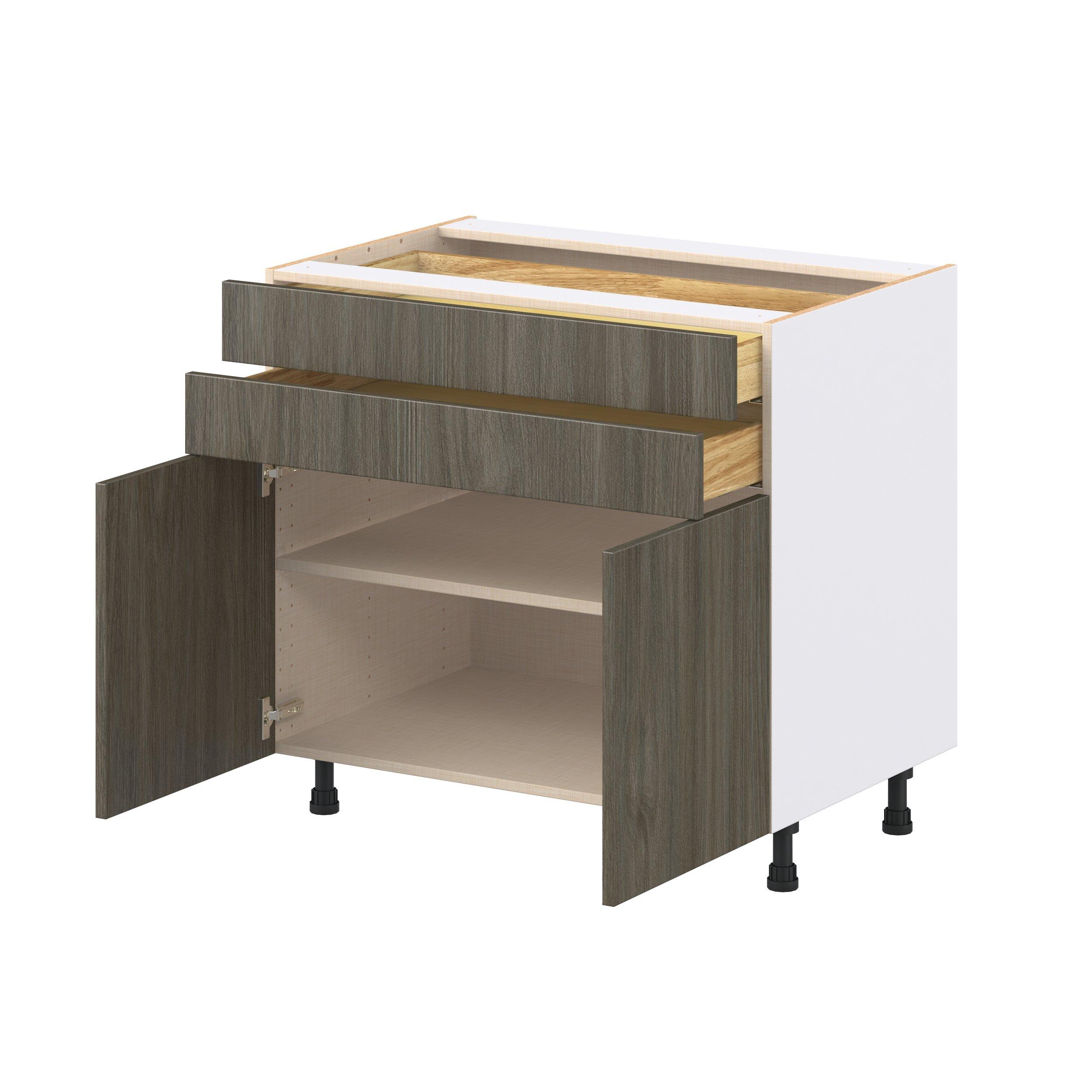 Glenwood 36 in. Burnt Walnut Door and Drawer Base Cabinet