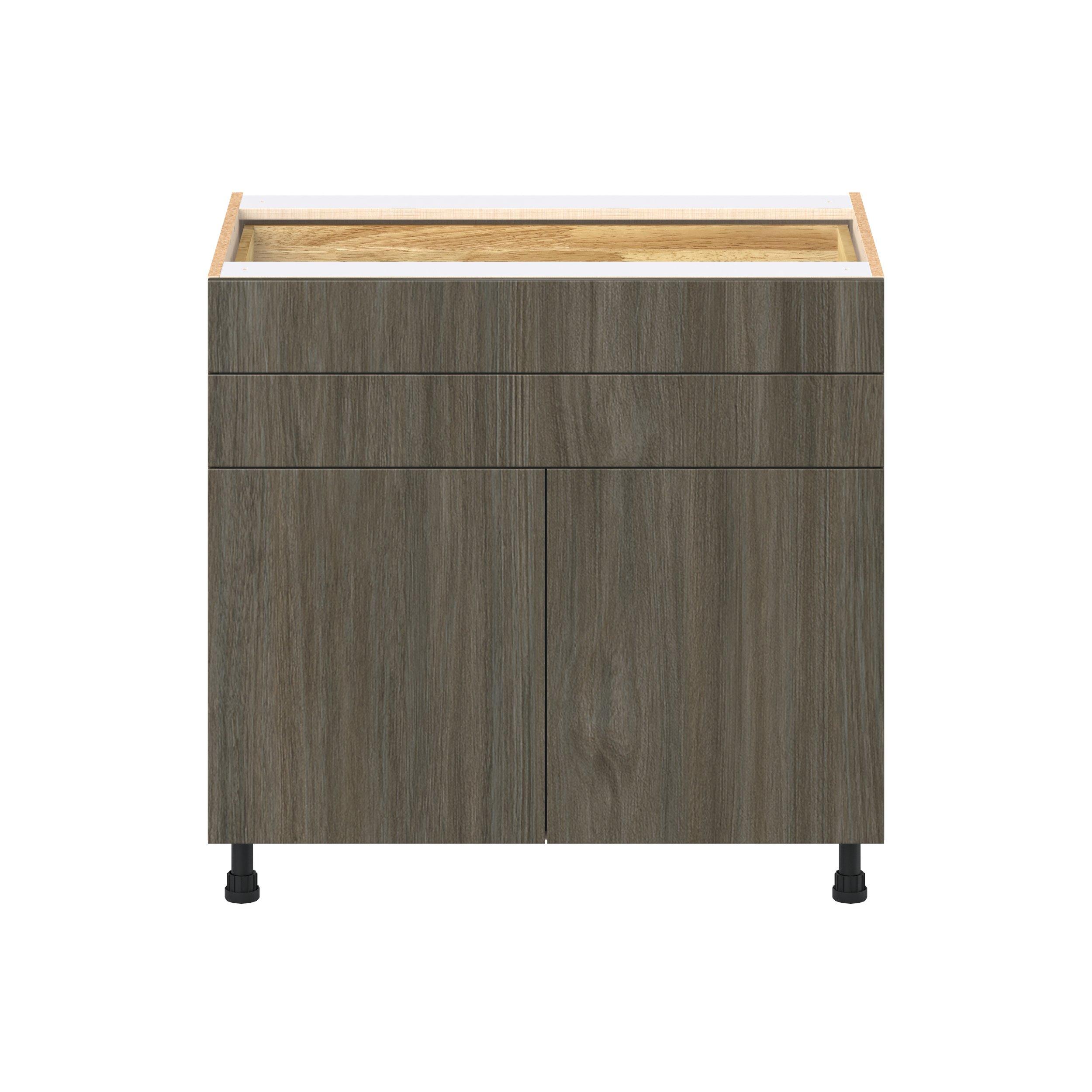 Glenwood 36 in. Burnt Walnut Door and Drawer Base Cabinet