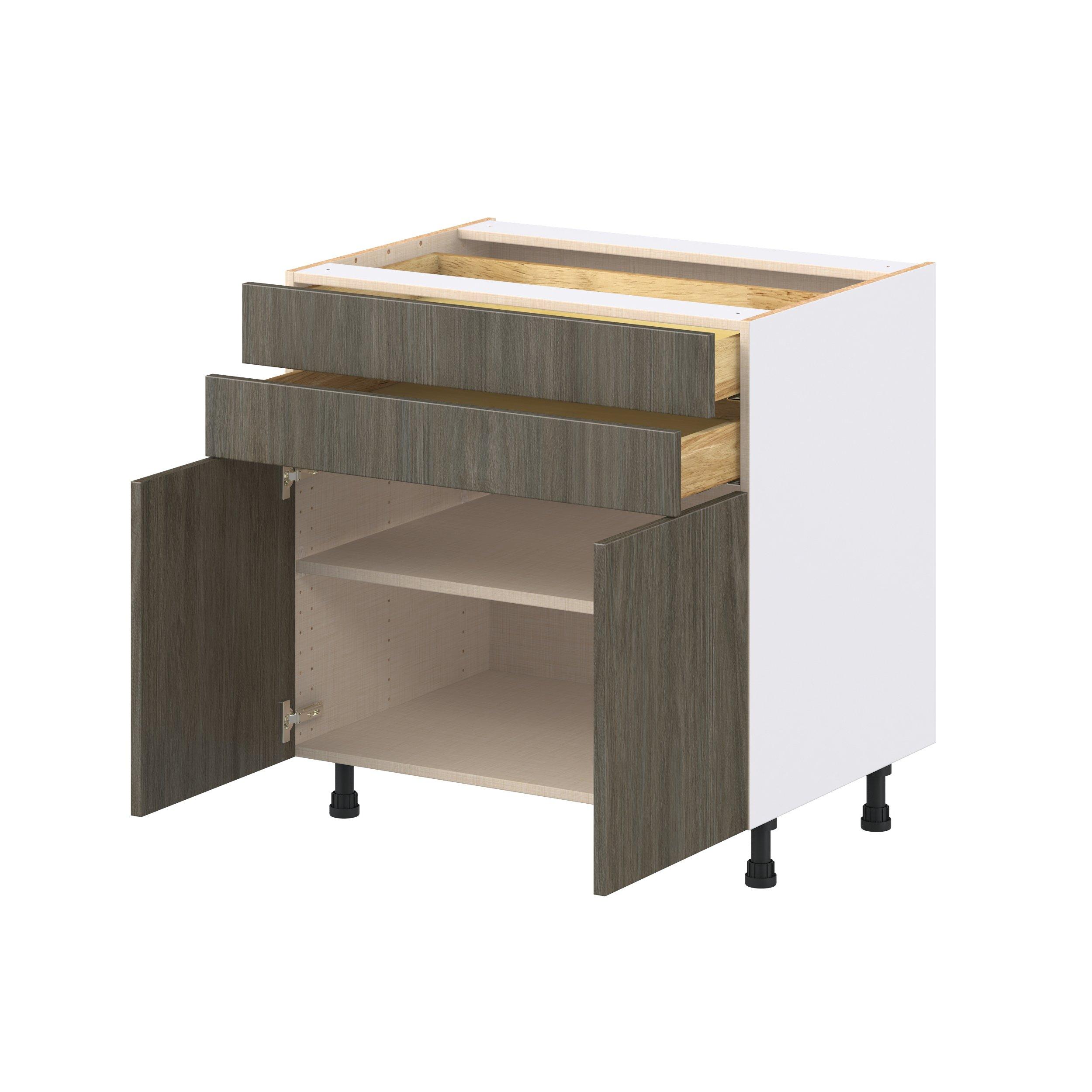 Glenwood 33 in. Burnt Walnut Door and Drawer Base Cabinet